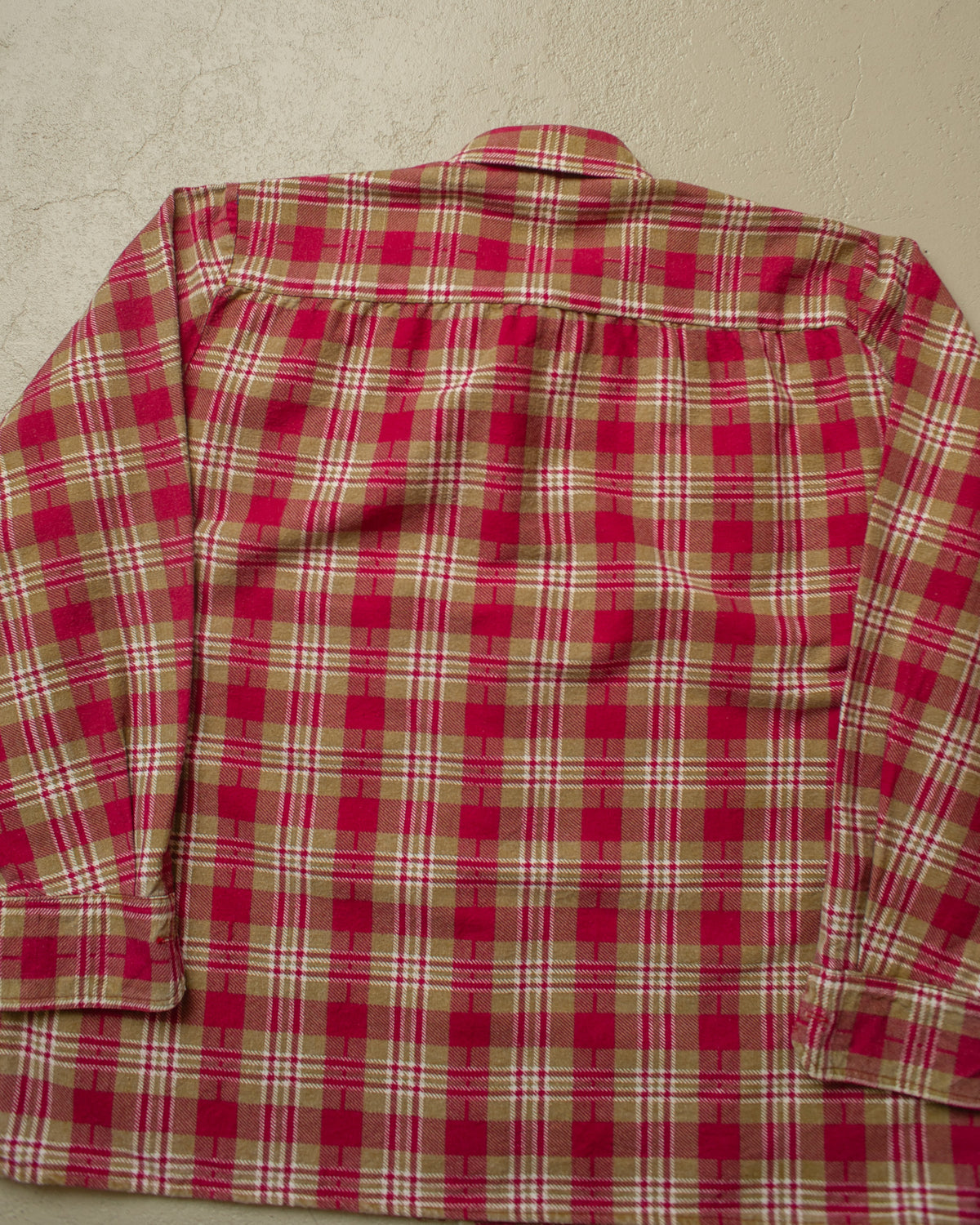 1960s German checkered Two Pocket Cotton Flannel burgundy - L