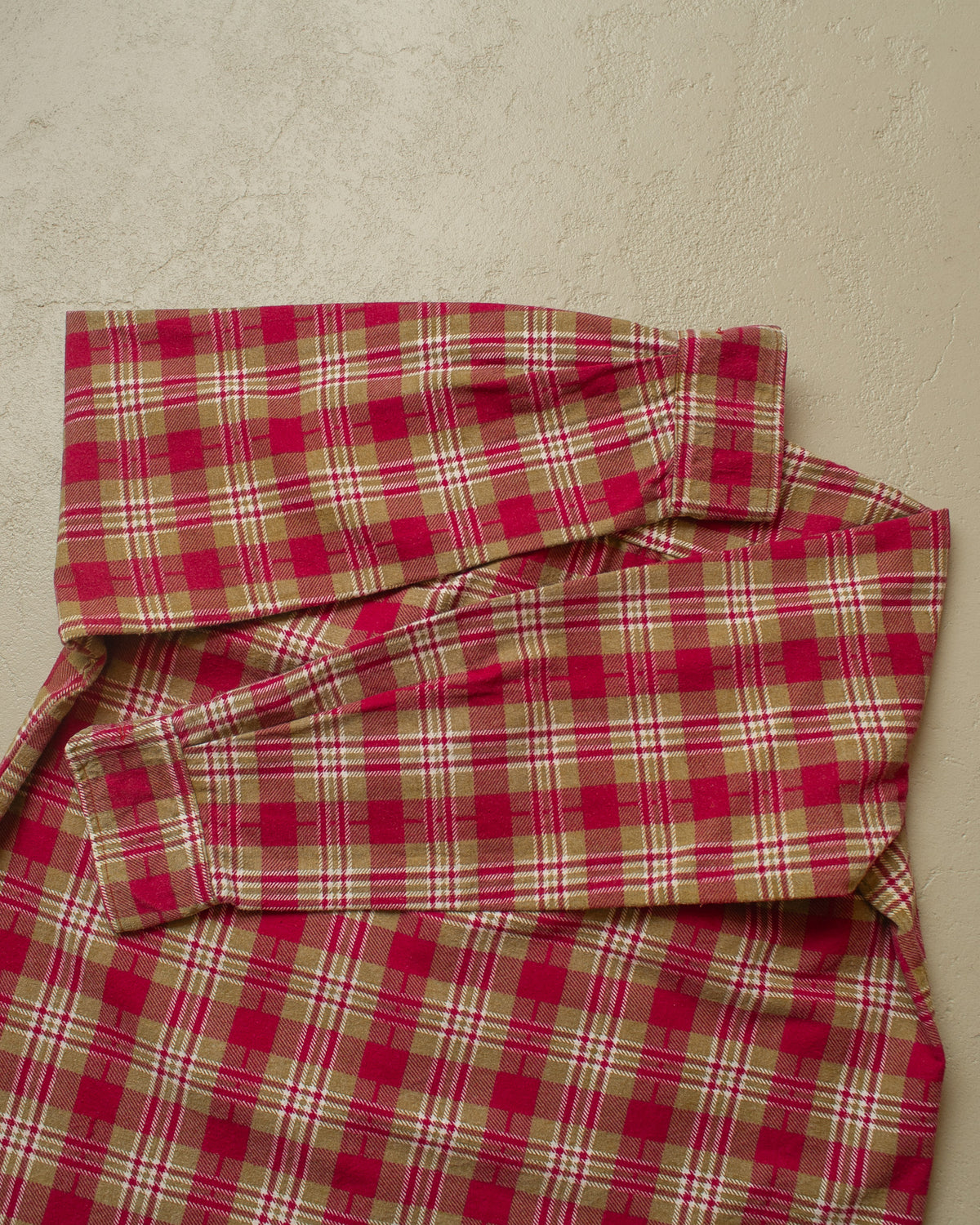 1960s German checkered Two Pocket Cotton Flannel burgundy - L