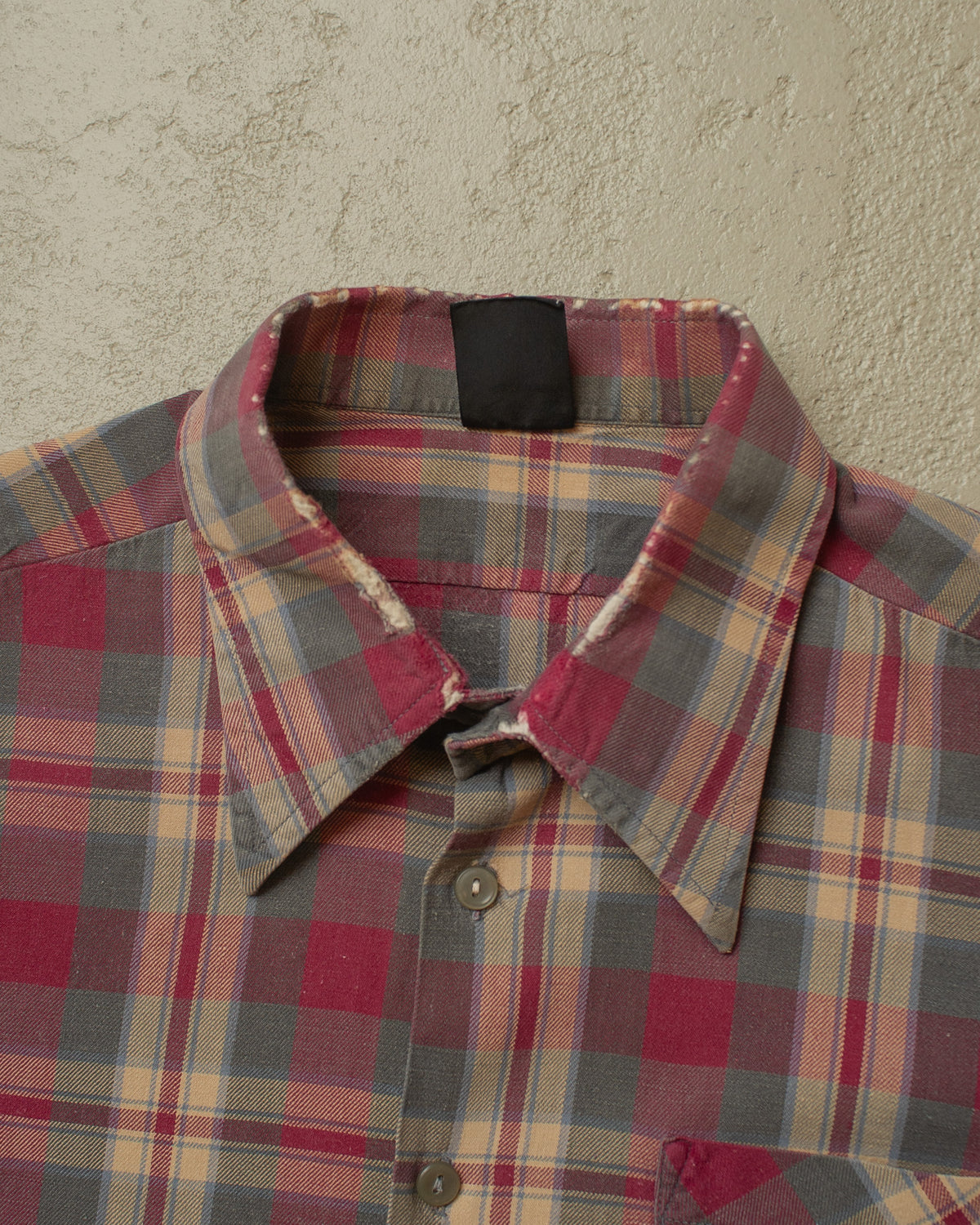 1960s Escort German checkered Cotton Flannel Shirt burgundy - L/XL