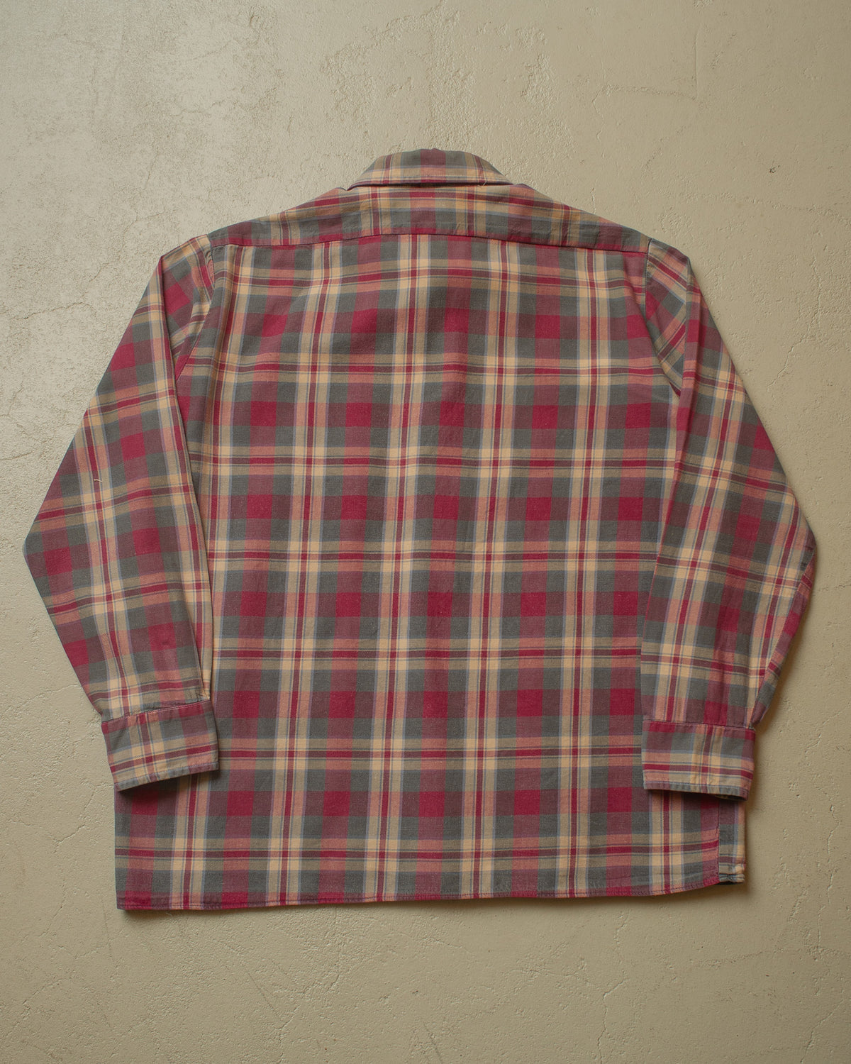 1960s Escort German checkered Cotton Flannel Shirt burgundy - L/XL