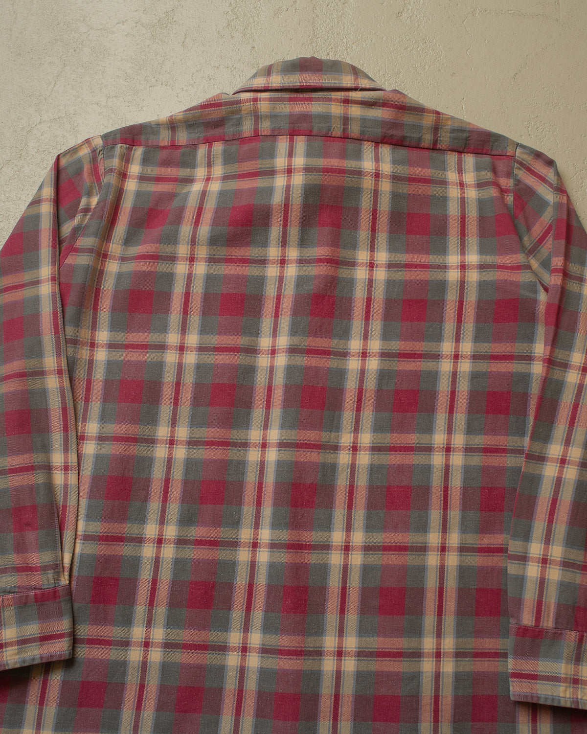 1960s Escort German checkered Cotton Flannel Shirt burgundy - L/XL