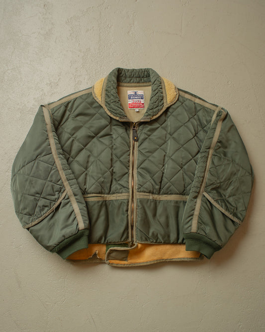 1980s Chevignon Quilted Flight Jacket green - L