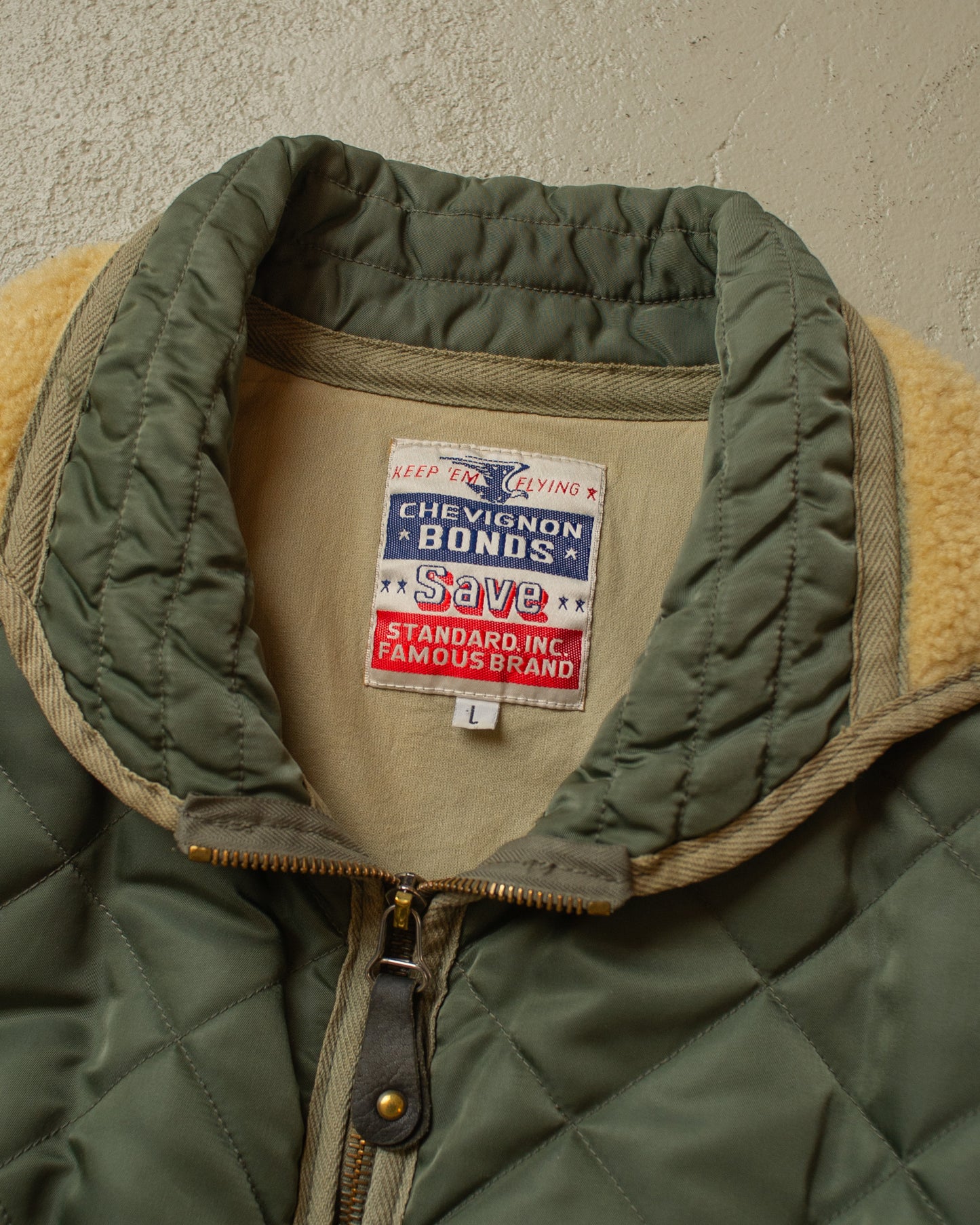 1980s Chevignon Quilted Flight Jacket green - L
