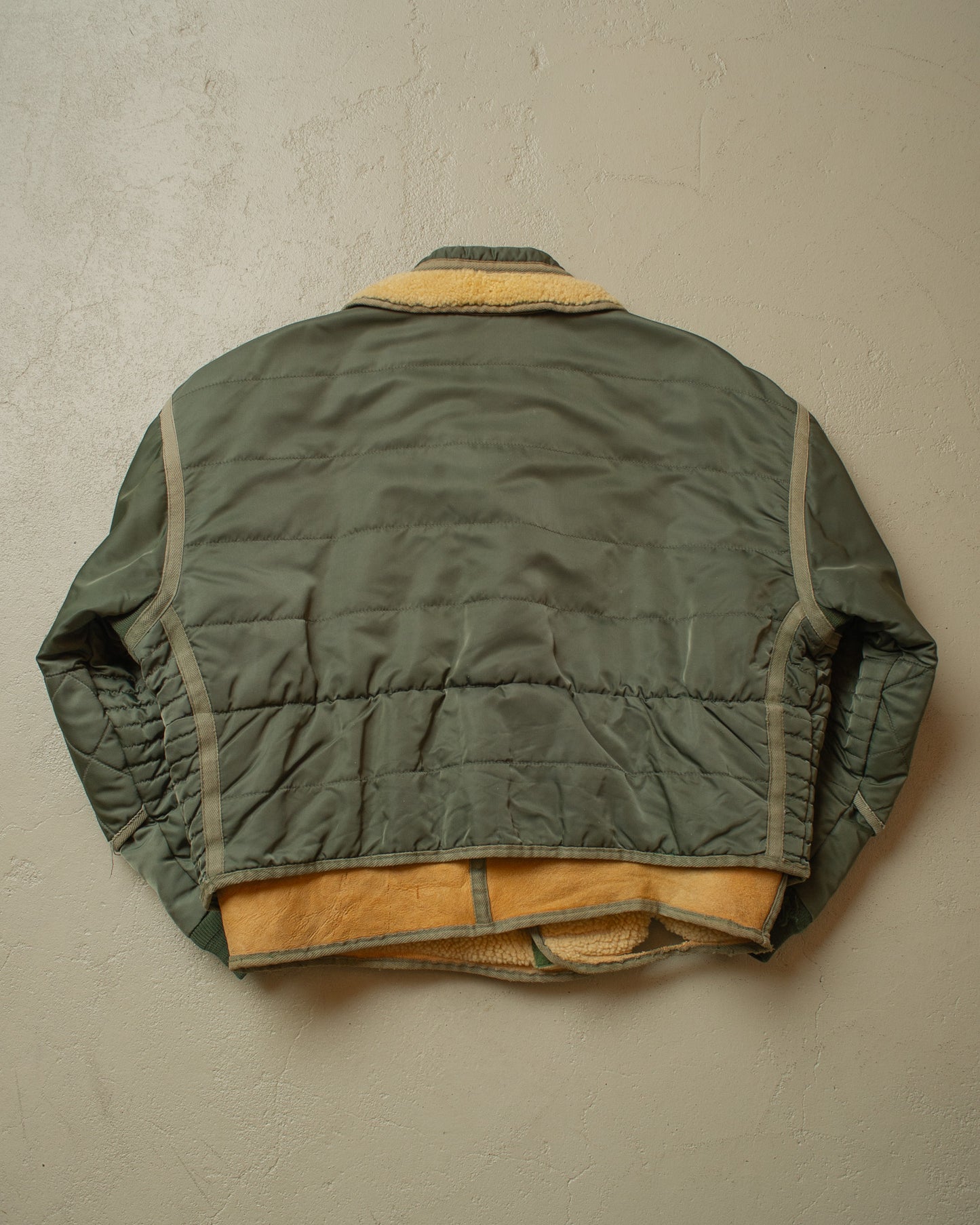 1980s Chevignon Quilted Flight Jacket green - L