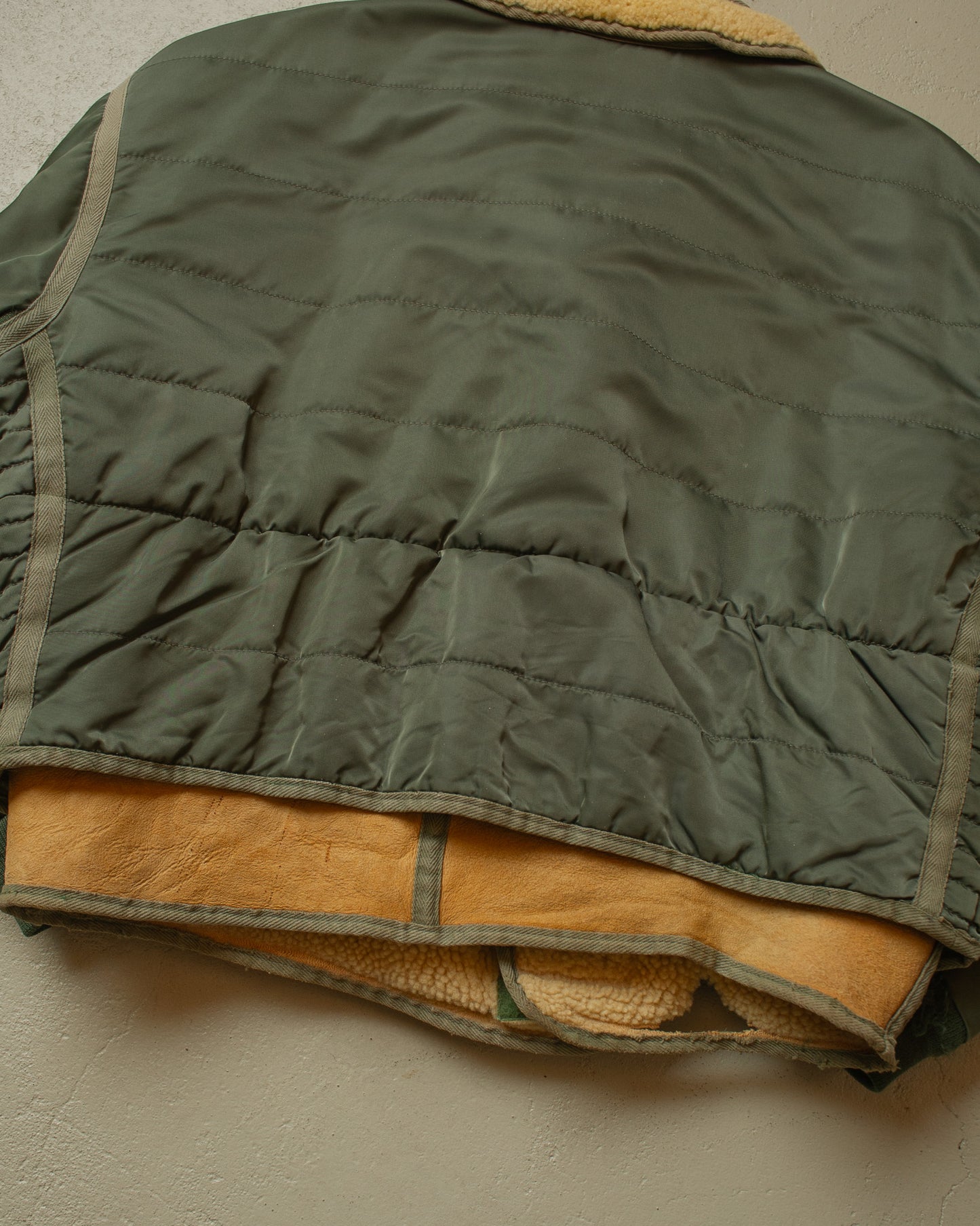 1980s Chevignon Quilted Flight Jacket green - L