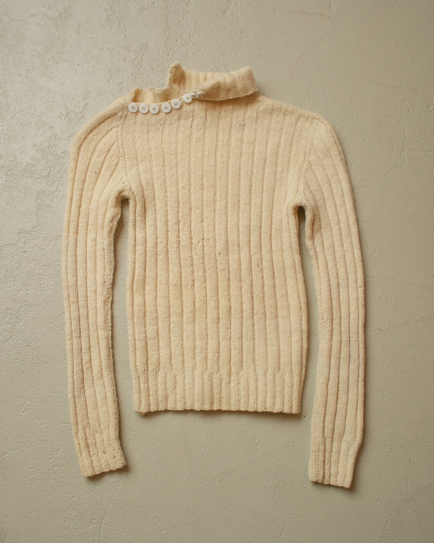 1940s/50s Womens BDM Turtleneck Knit beige - XS