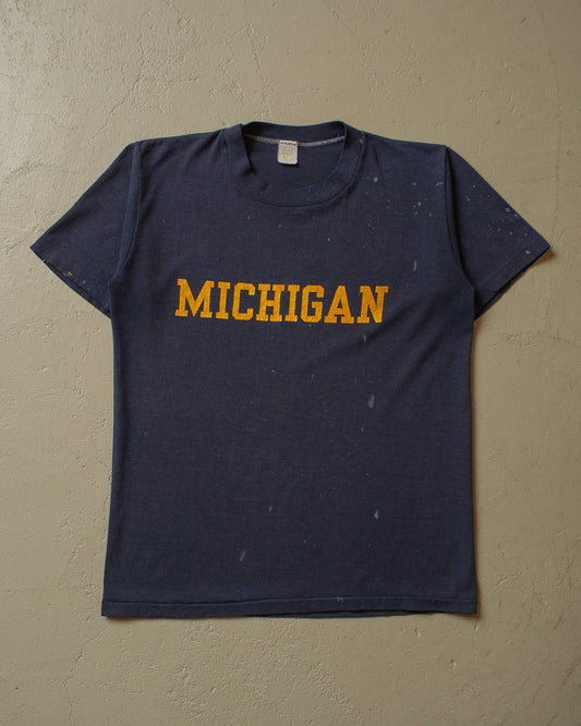 1980s painter University of Michigan T-shirt blue - S/M
