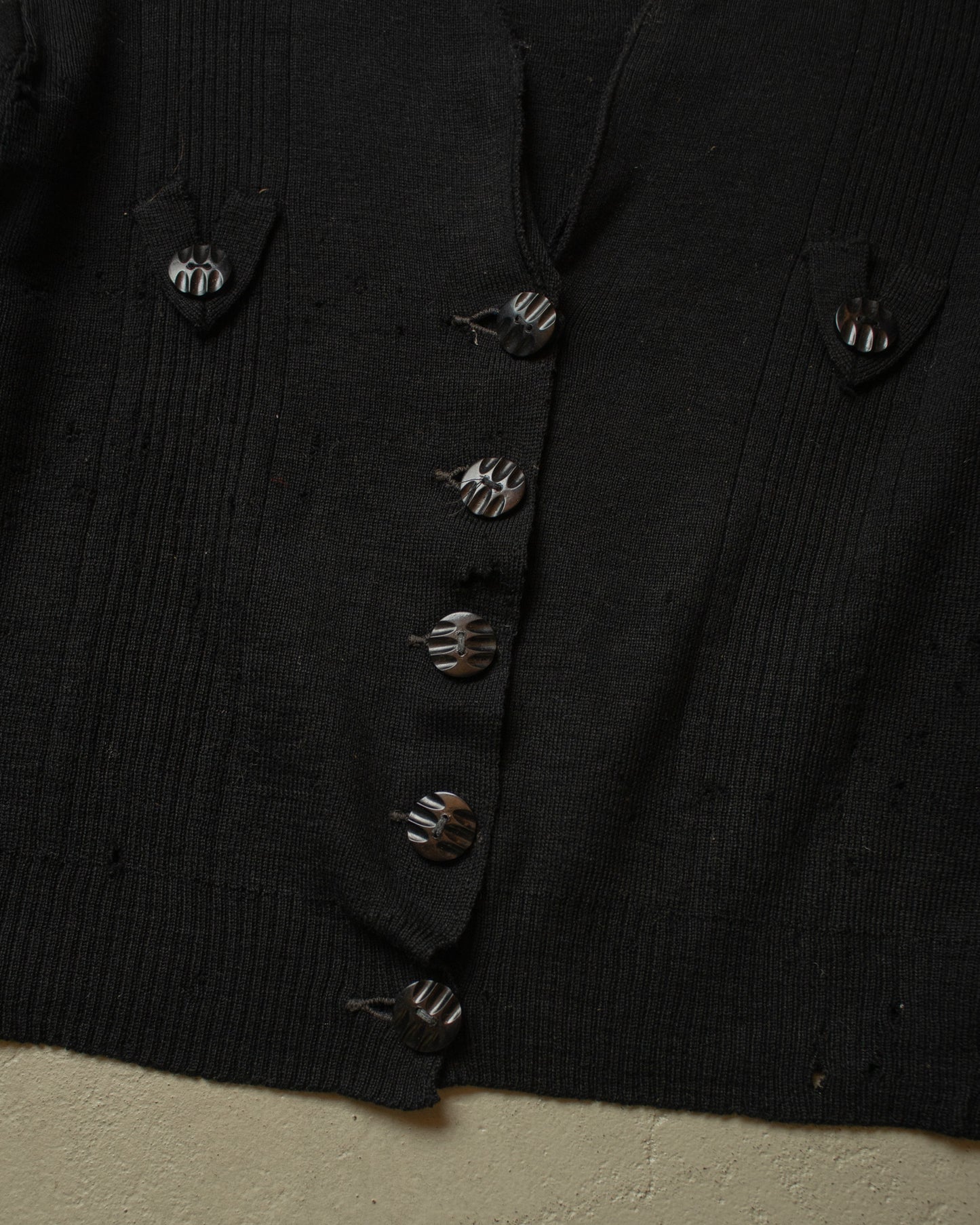 1930s/40s Womens distressed Knit Jacket black - XS/S