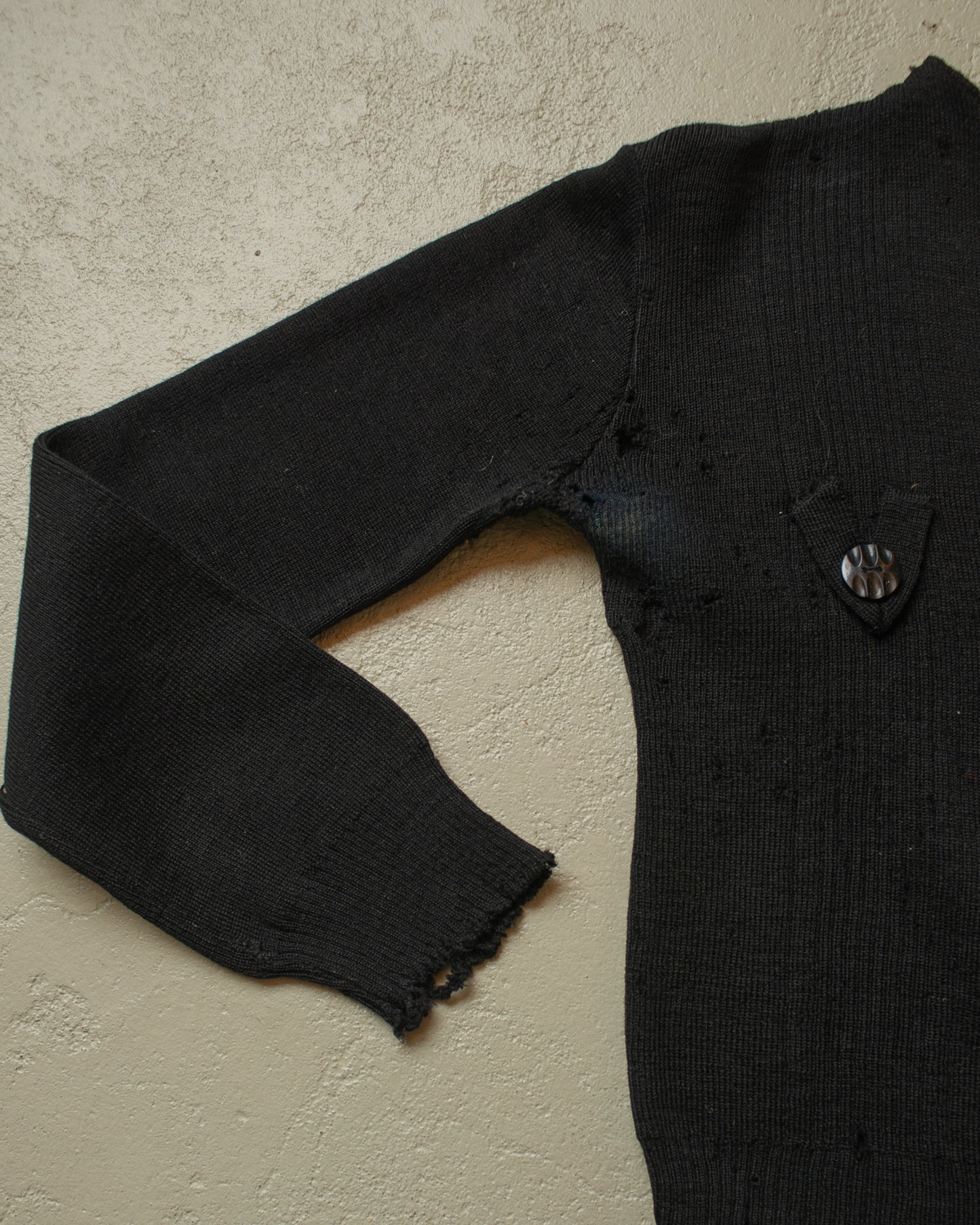 1930s/40s Womens distressed Knit Jacket black - XS/S