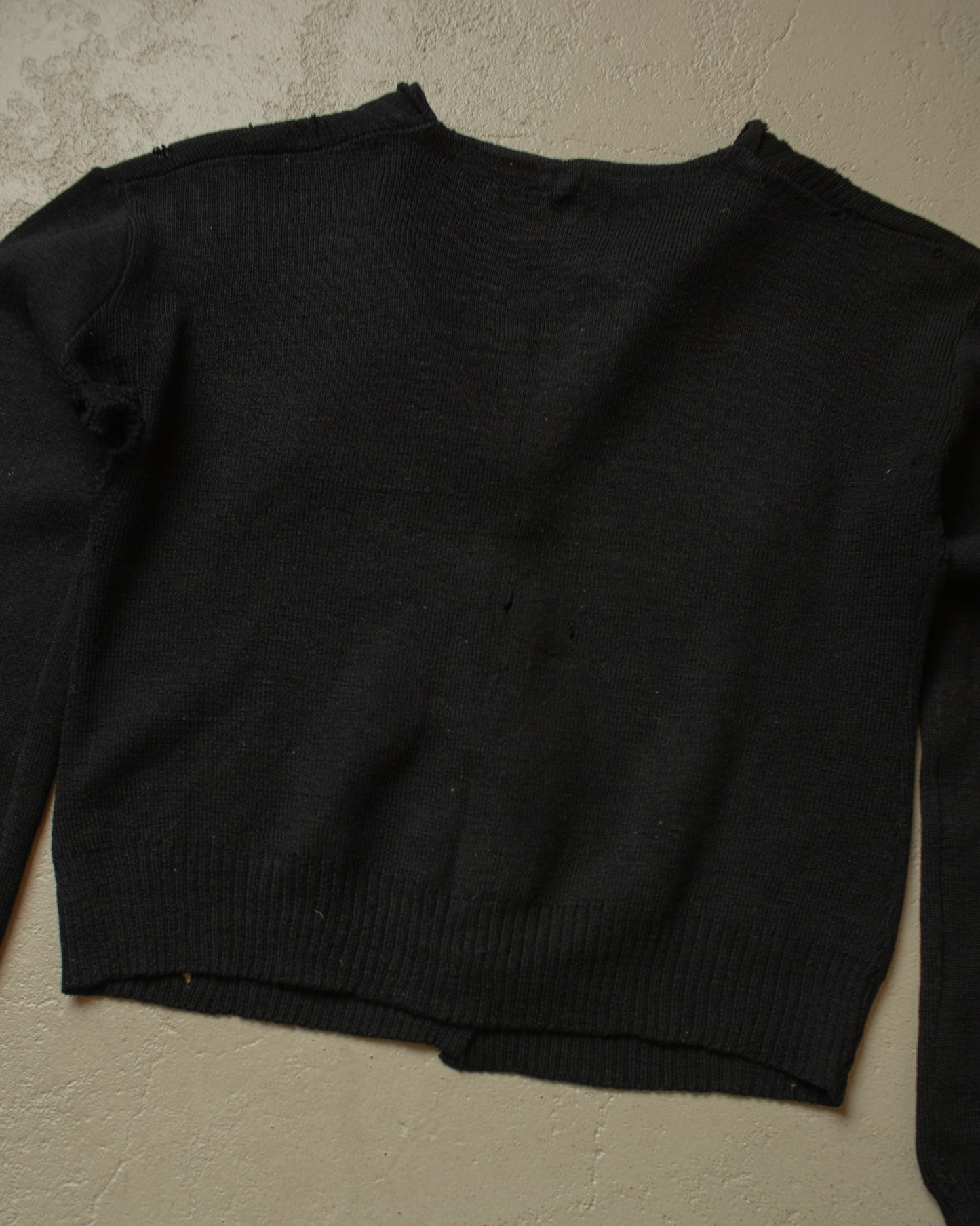 1930s/40s Womens distressed Knit Jacket black - XS/S