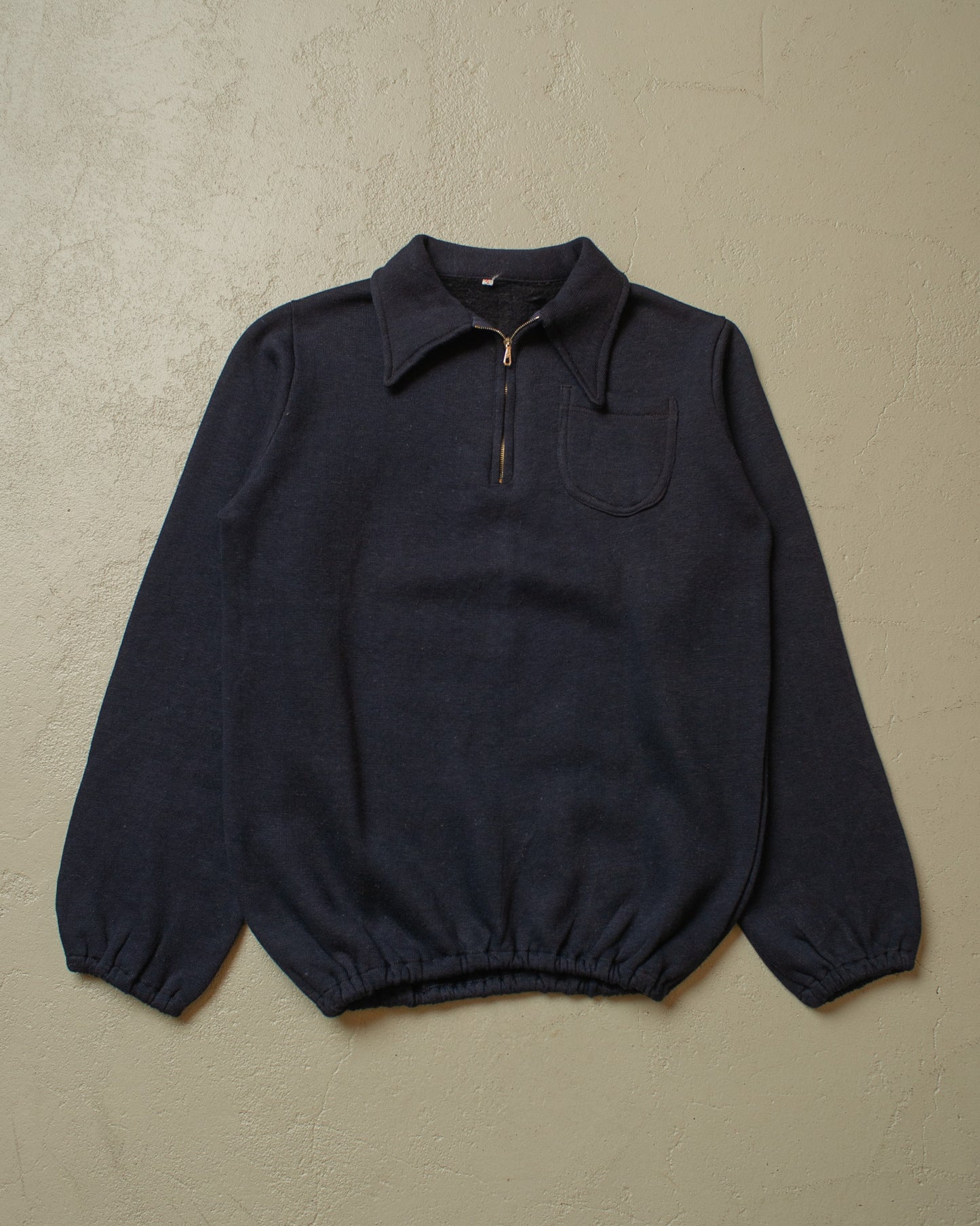 1950s unworn German Youth Quarter Zip Sweatshirt navyblue - S