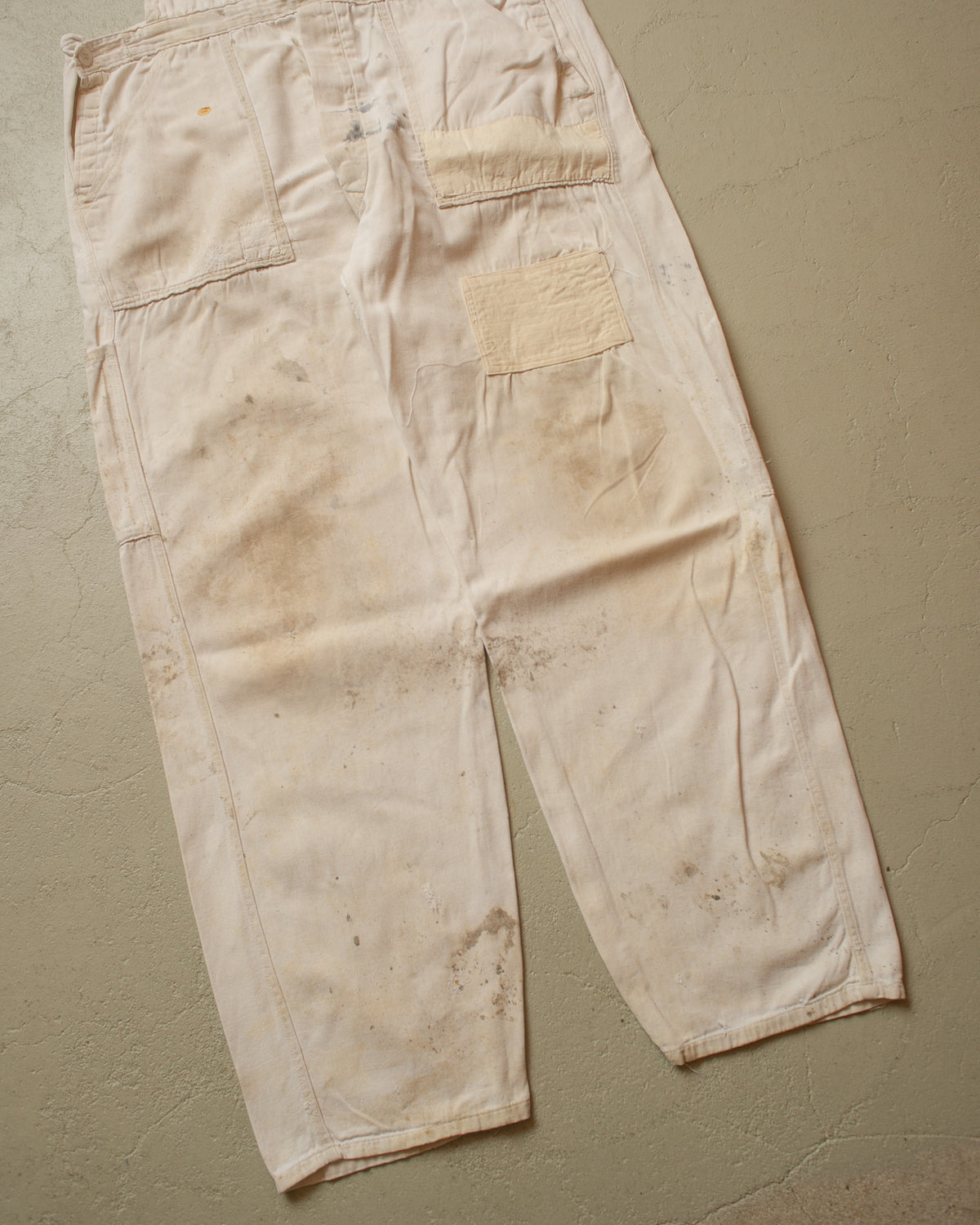 1940s/50s German repaired Cotton Twill Work Overall white - W40 L30