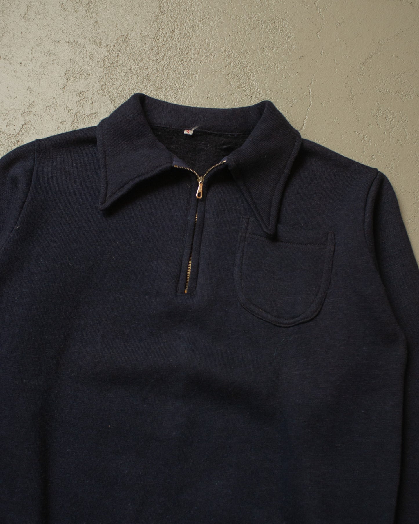 1950s unworn German Youth Quarter Zip Sweatshirt navyblue - S