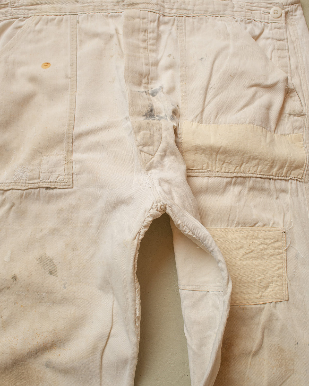 1940s/50s German repaired Cotton Twill Work Overall white - W40 L30
