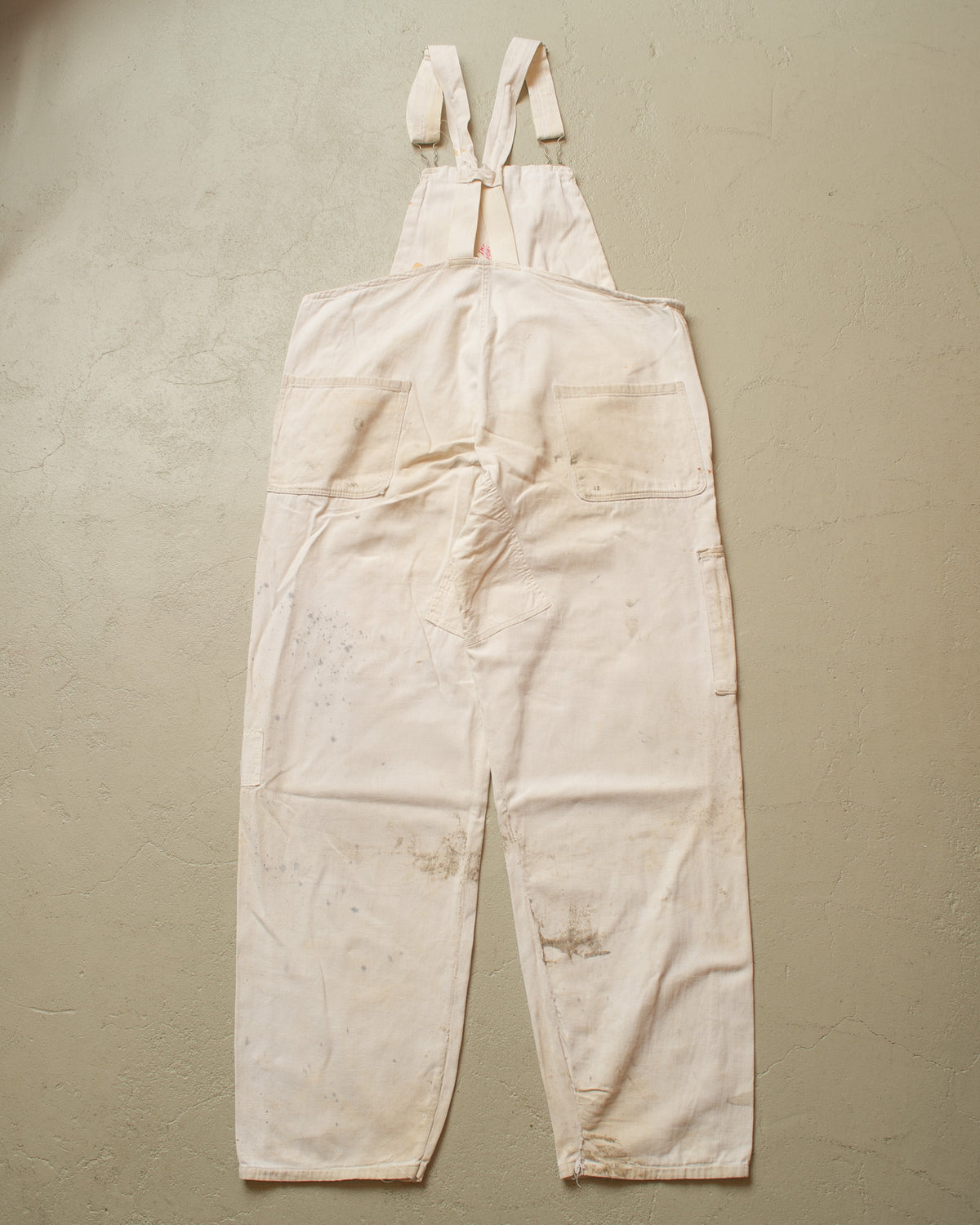 1940s/50s German repaired Cotton Twill Work Overall white - W40 L30