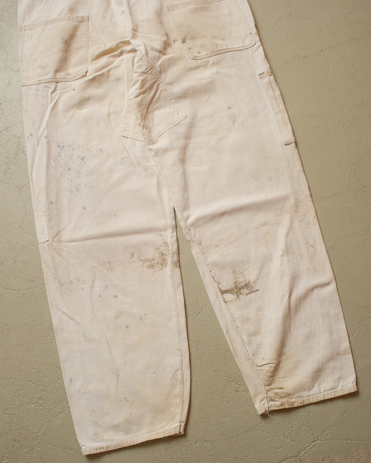 1940s/50s German repaired Cotton Twill Work Overall white - W40 L30