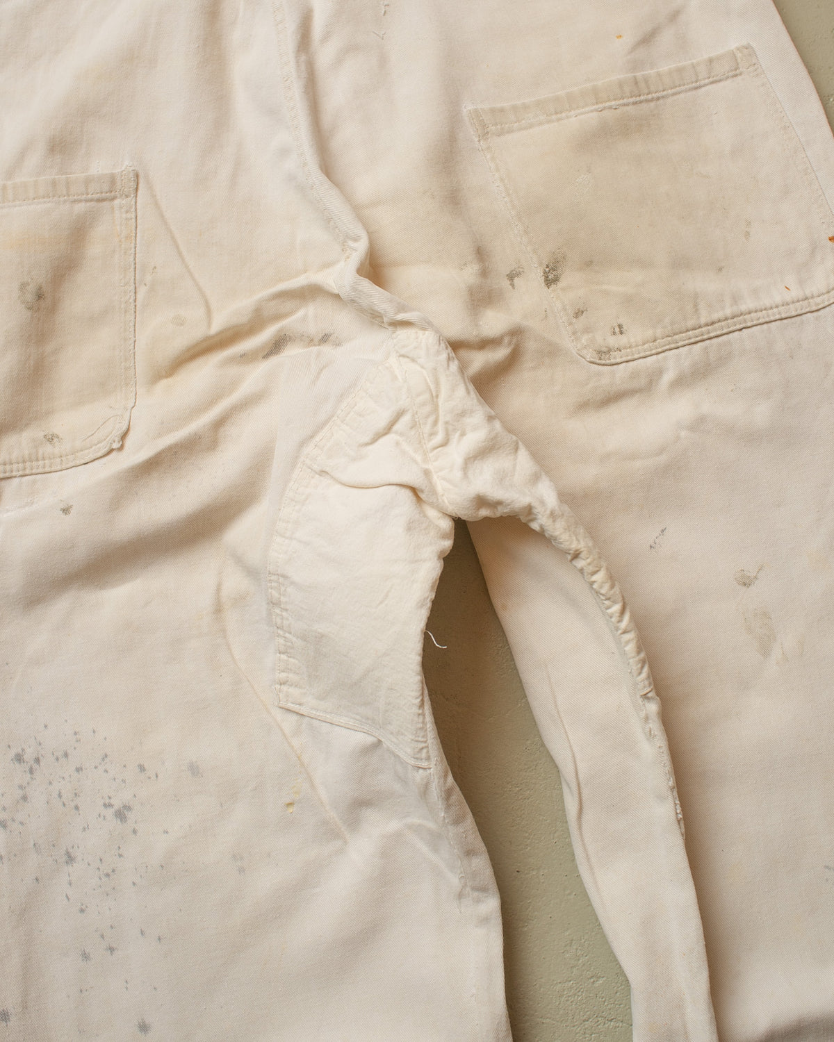 1940s/50s German repaired Cotton Twill Work Overall white - W40 L30
