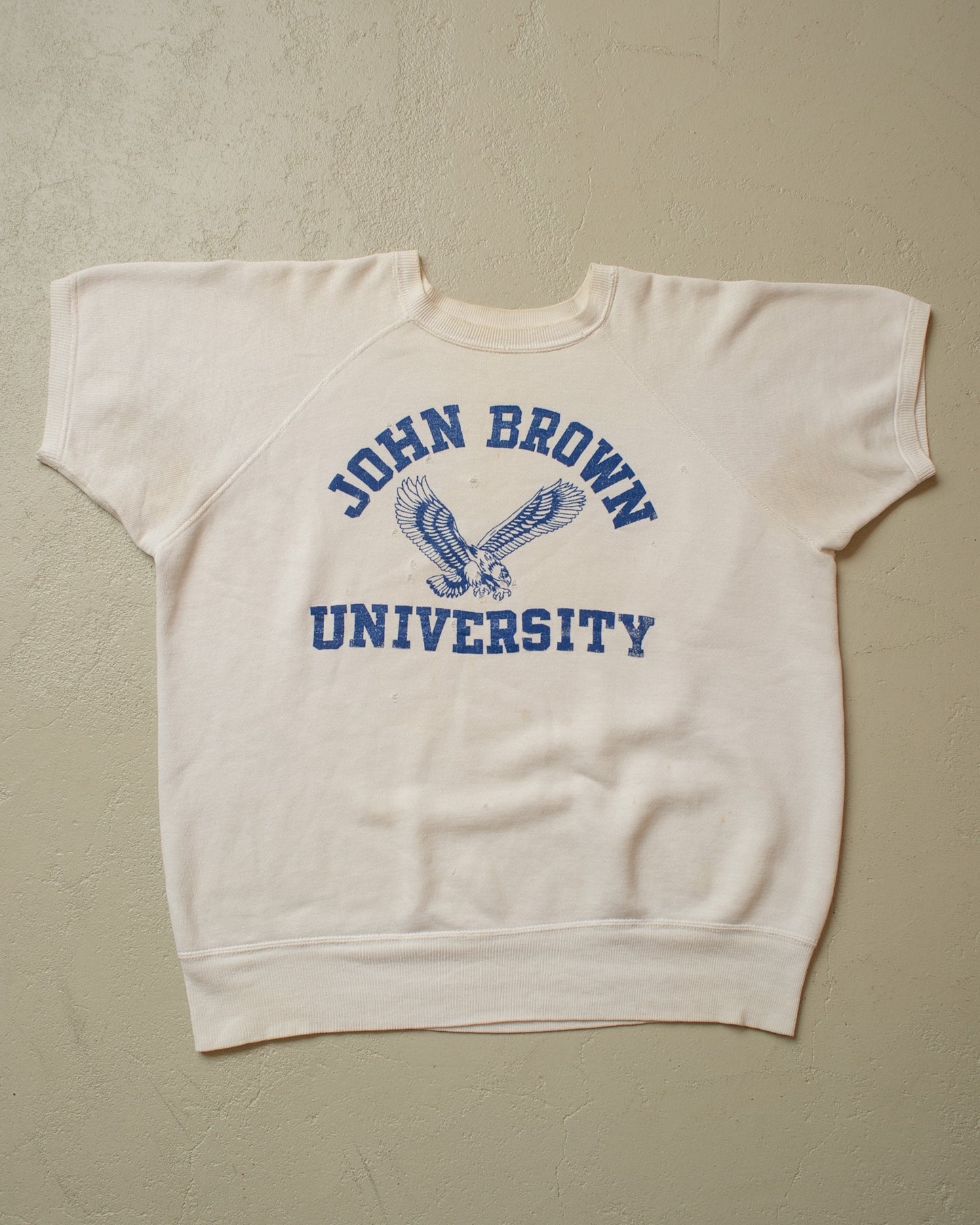 1960s John Brown University Short Sleeve Sweatshirt white - XL