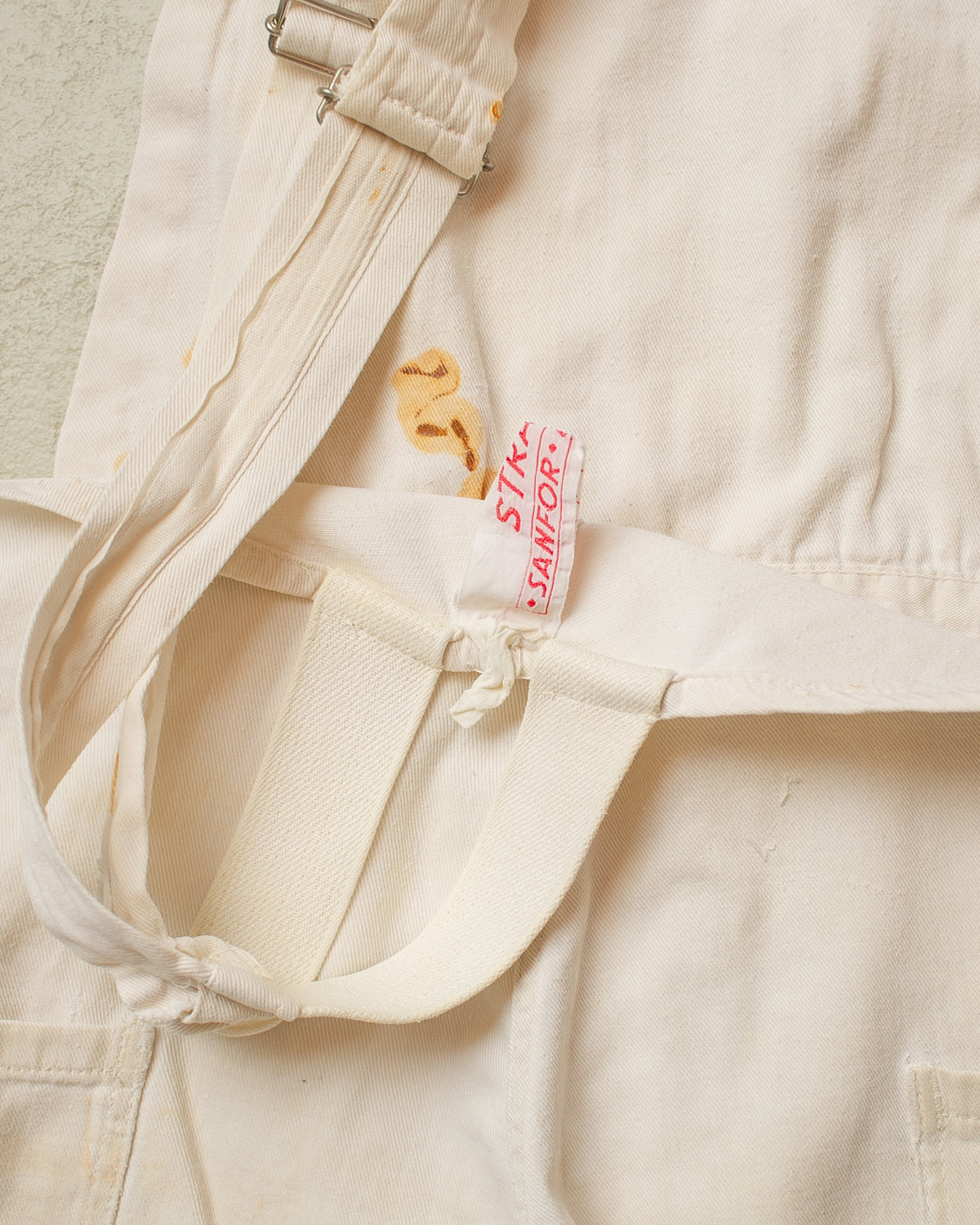 1940s/50s German repaired Cotton Twill Work Overall white - W40 L30