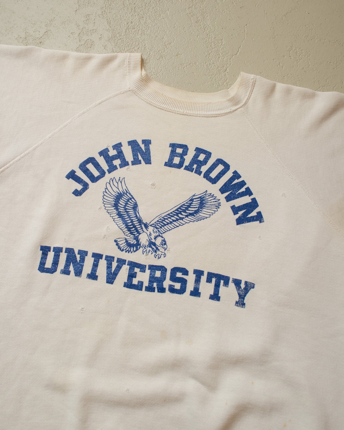 1960s John Brown University Short Sleeve Sweatshirt white - XL