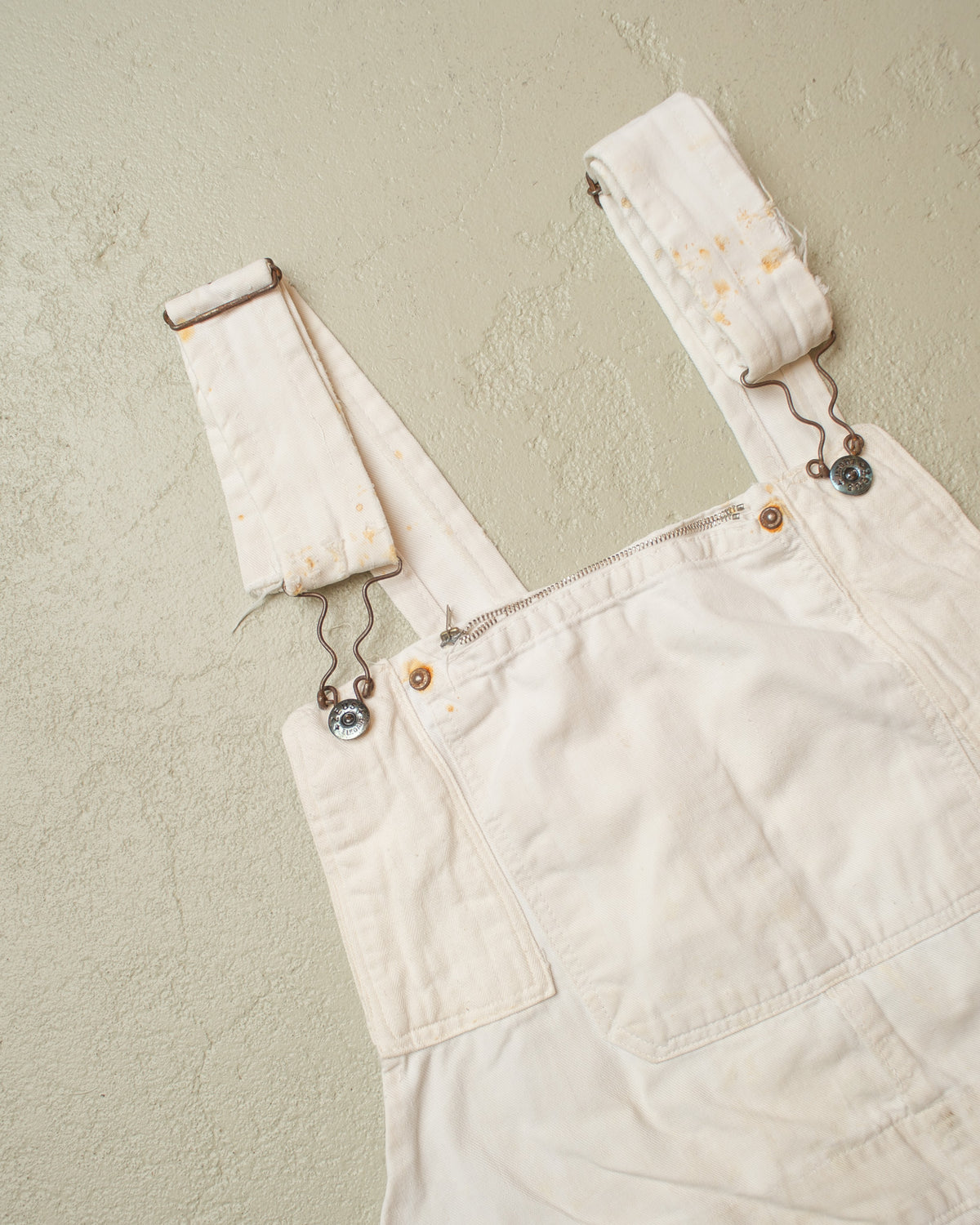 1940s German Repaired Cotton Twill Work Overall white - W39 L26,5