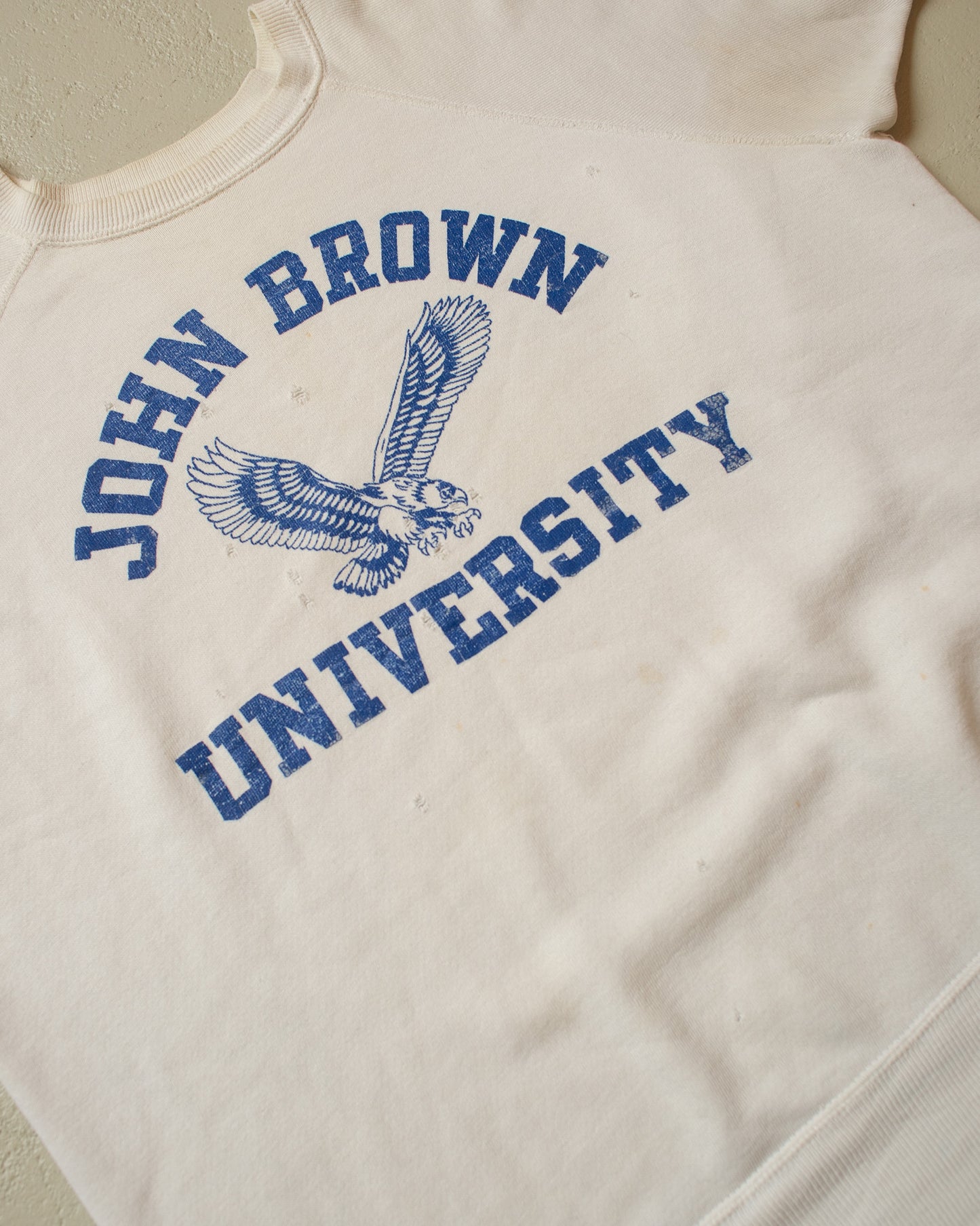 1960s John Brown University Short Sleeve Sweatshirt white - XL