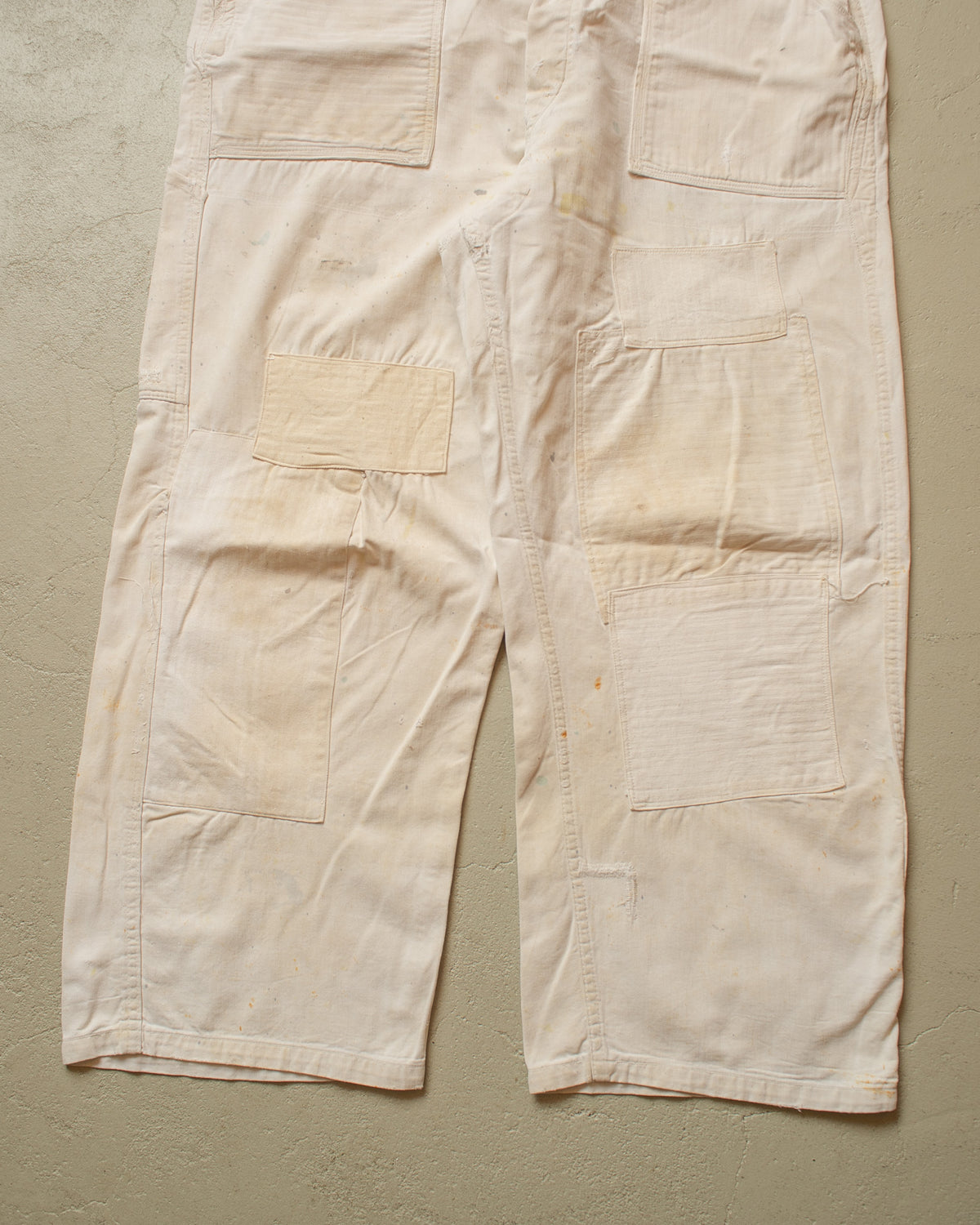 1940s German Repaired Cotton Twill Work Overall white - W39 L26,5