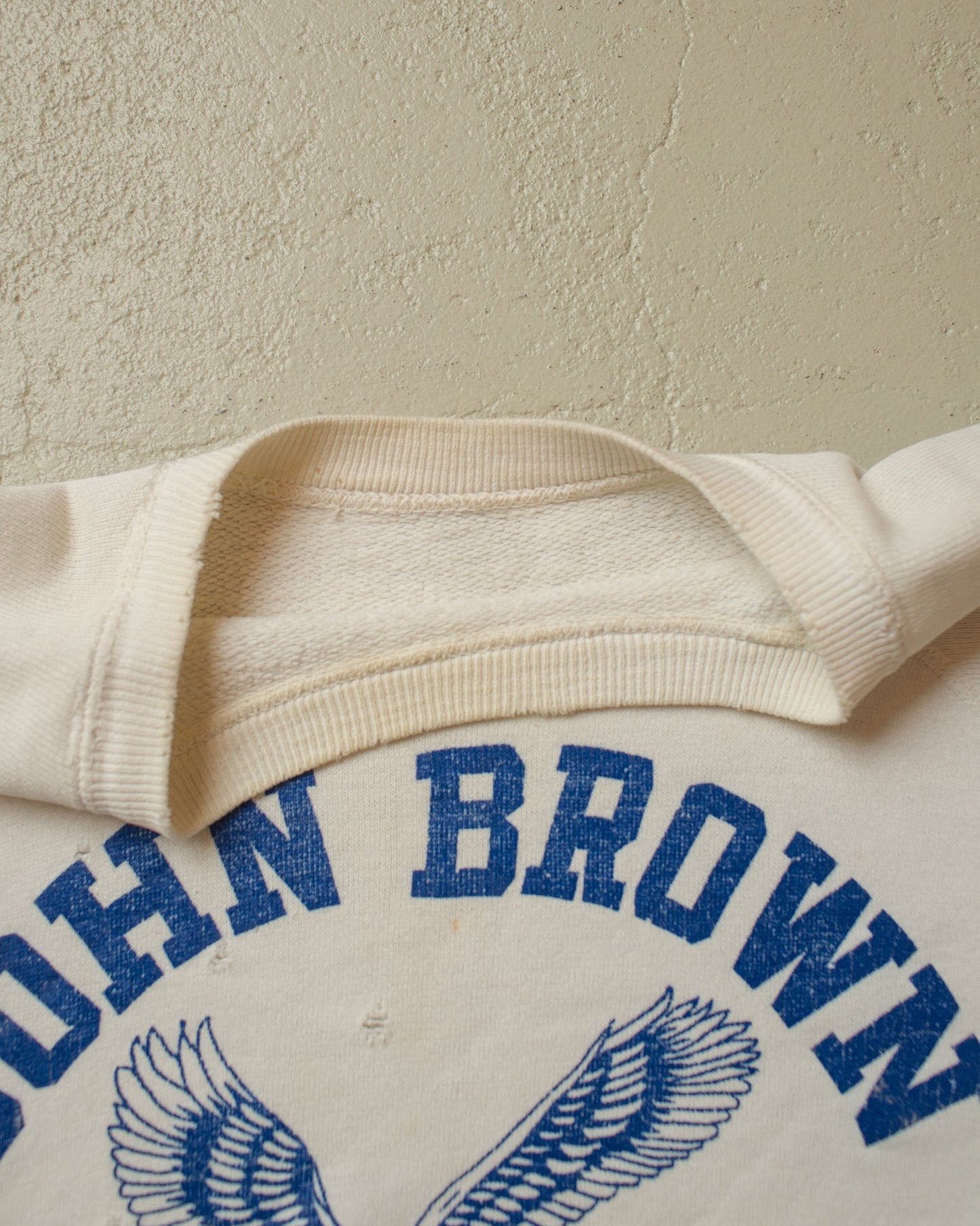 1960s John Brown University Short Sleeve Sweatshirt white - XL