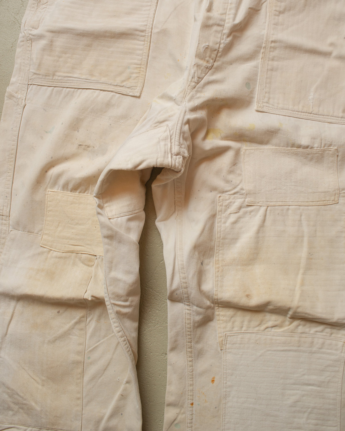 1940s German Repaired Cotton Twill Work Overall white - W39 L26,5