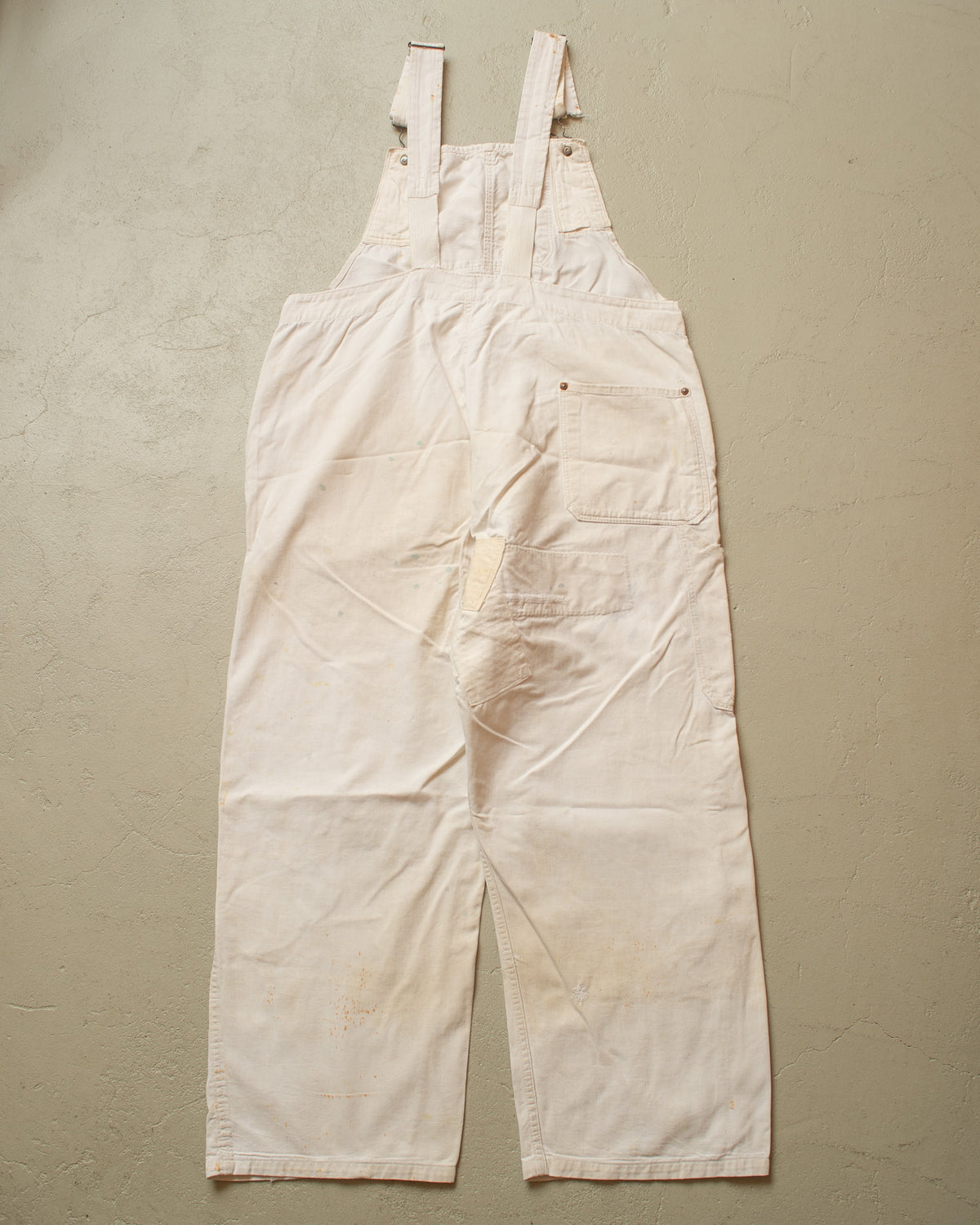 1940s German Repaired Cotton Twill Work Overall white - W39 L26,5