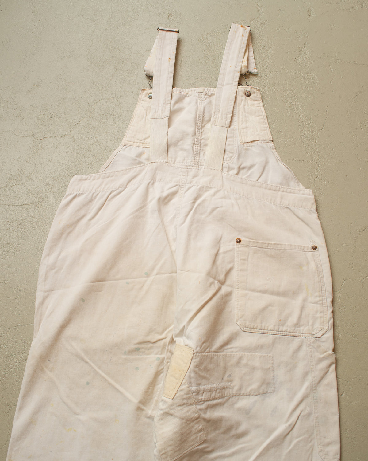 1940s German Repaired Cotton Twill Work Overall white - W39 L26,5