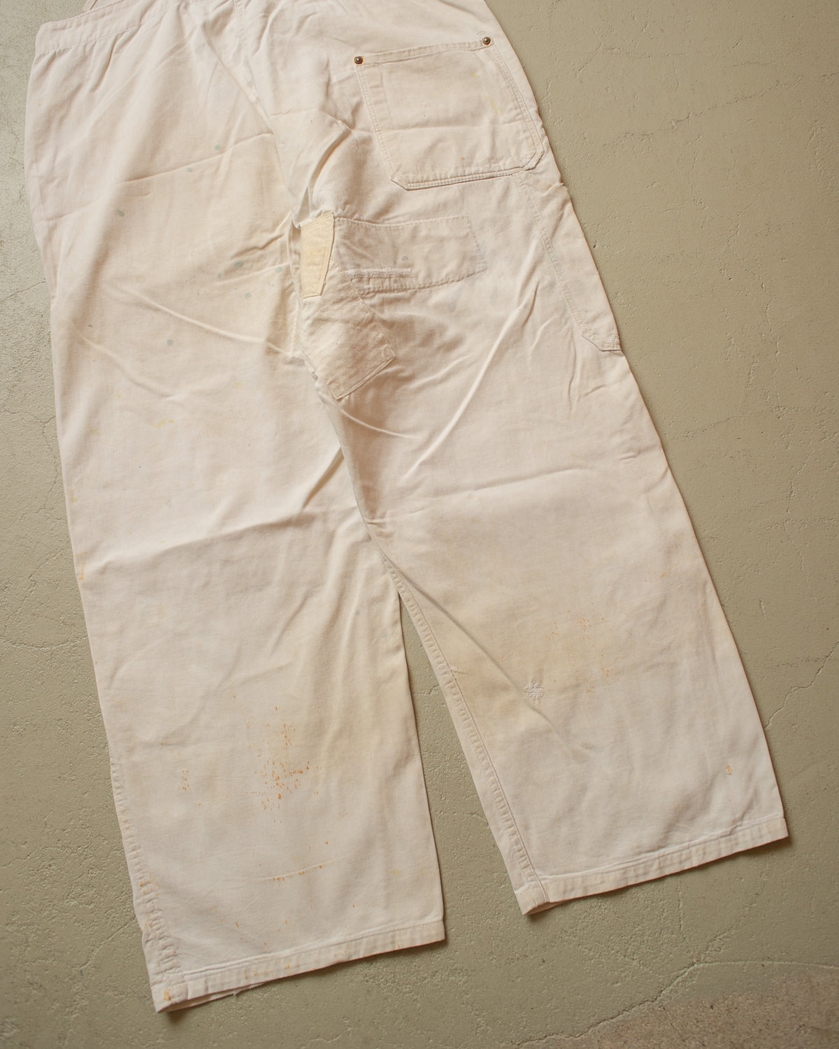 1940s German Repaired Cotton Twill Work Overall white - W39 L26,5