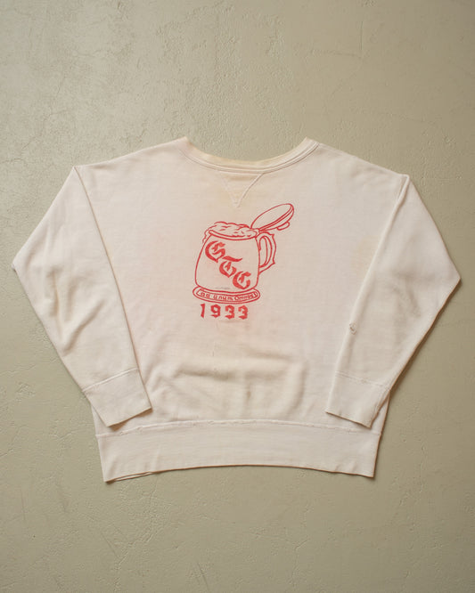 1930s/40s Single V Social Club Sweatshirt white - L/XL