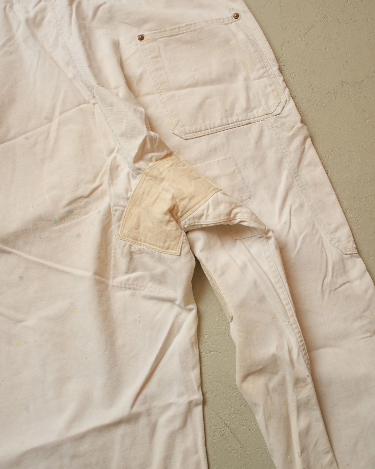 1940s German Repaired Cotton Twill Work Overall white - W39 L26,5