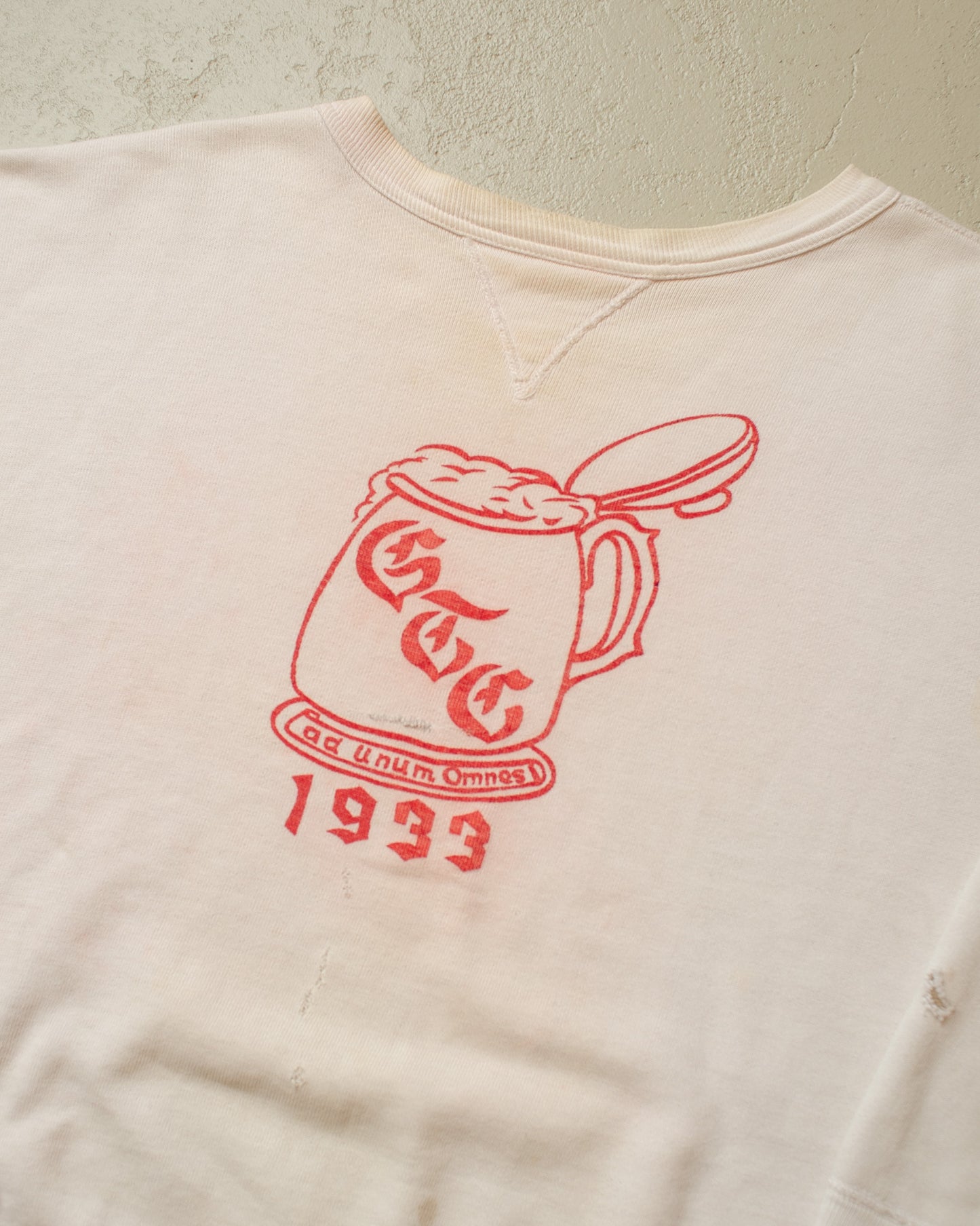 1930s/40s Single V Social Club Sweatshirt white - L/XL