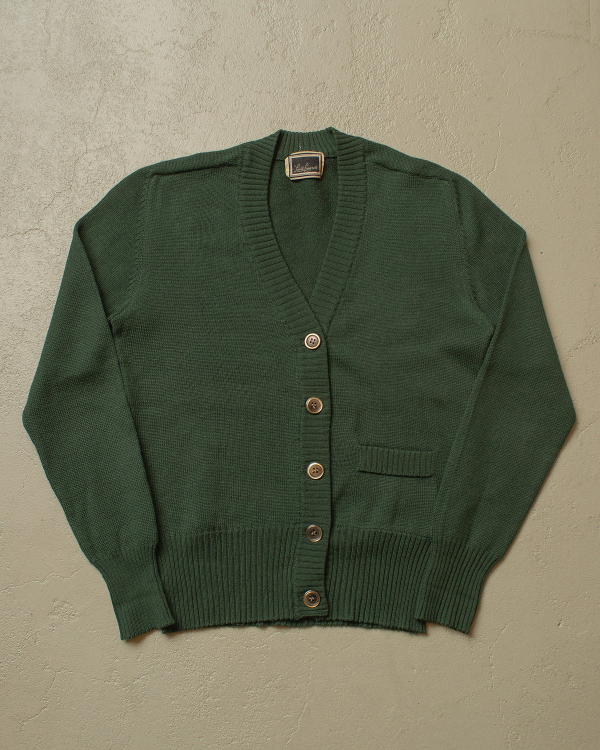 1970s Womens Wool Blend Knit Cardigan green - S/M