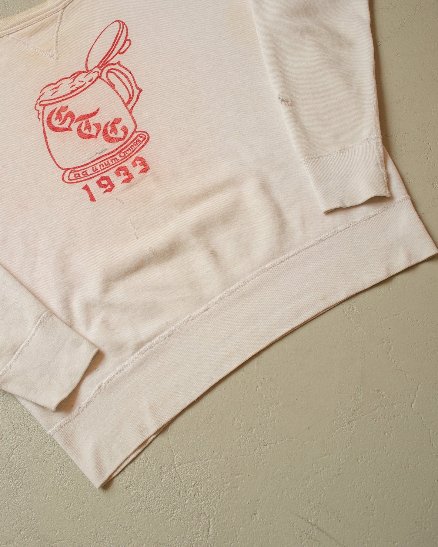 1930s/40s Single V Social Club Sweatshirt white - L/XL