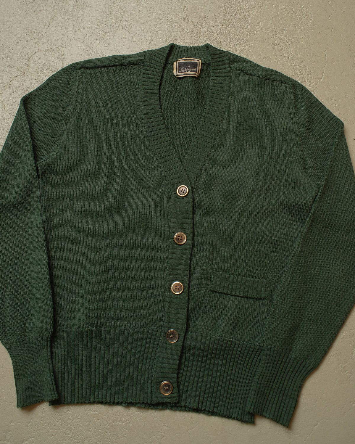 1970s Womens Wool Blend Knit Cardigan green - S/M