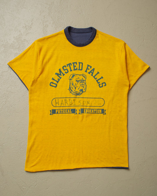 1970s/80s Olmsted Falls Reversible T-shirt yellow/blue - S/M