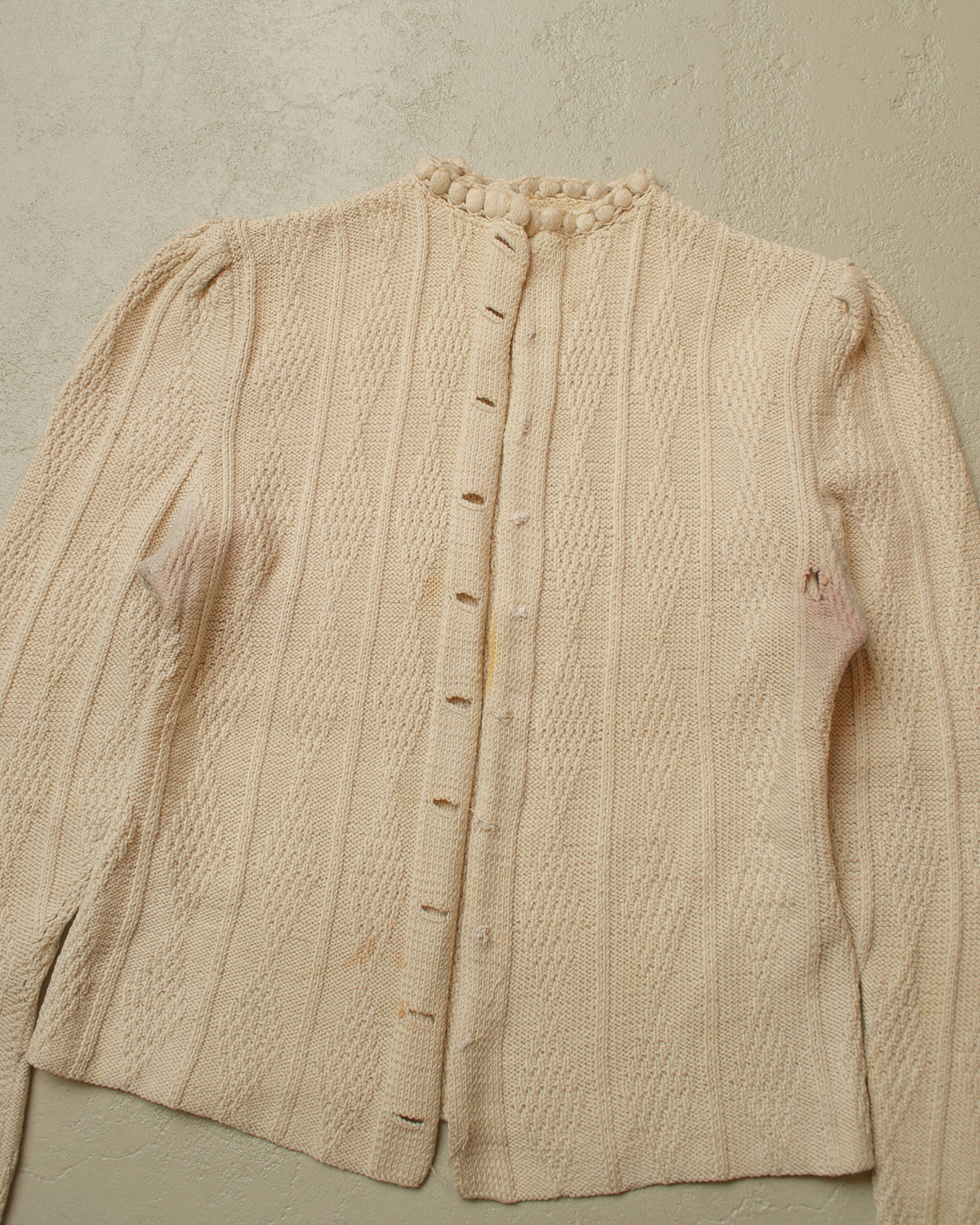 1940s German Womens Wool Knit Jacket creme - S