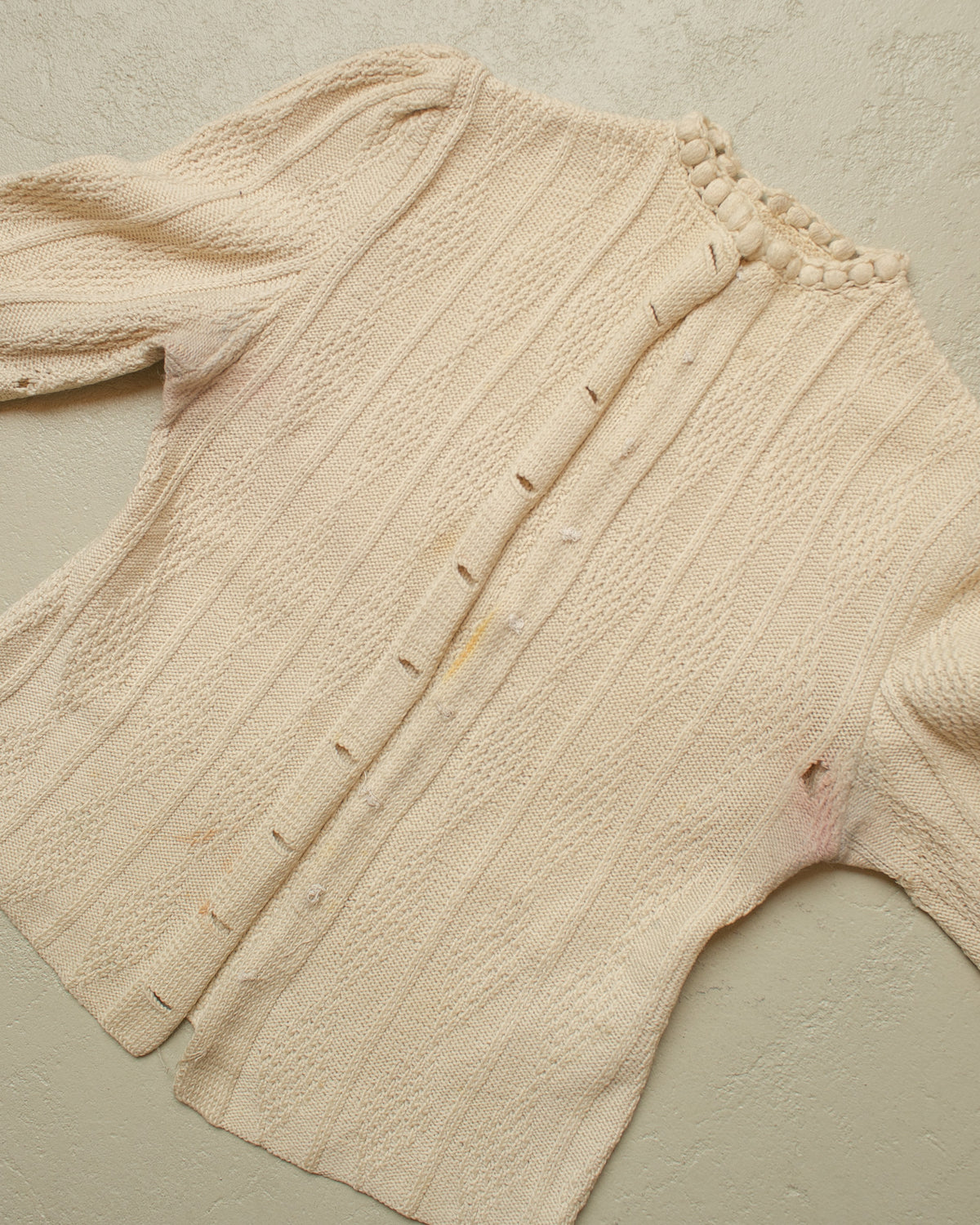 1940s German Womens Wool Knit Jacket creme - S