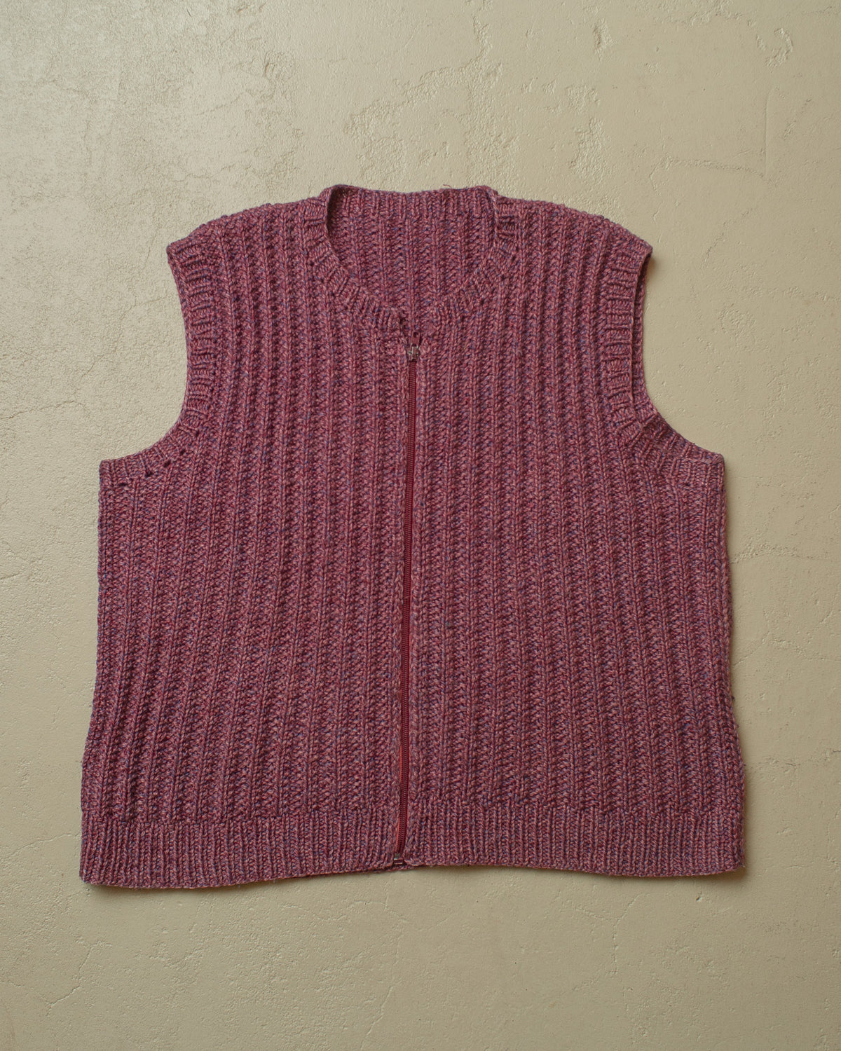 1970s German Handmade Wool Knit Vest purple - L/XL