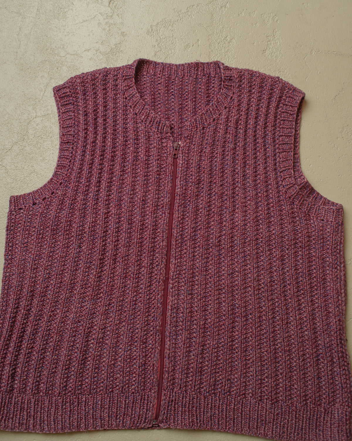 1970s German Handmade Wool Knit Vest purple - L/XL