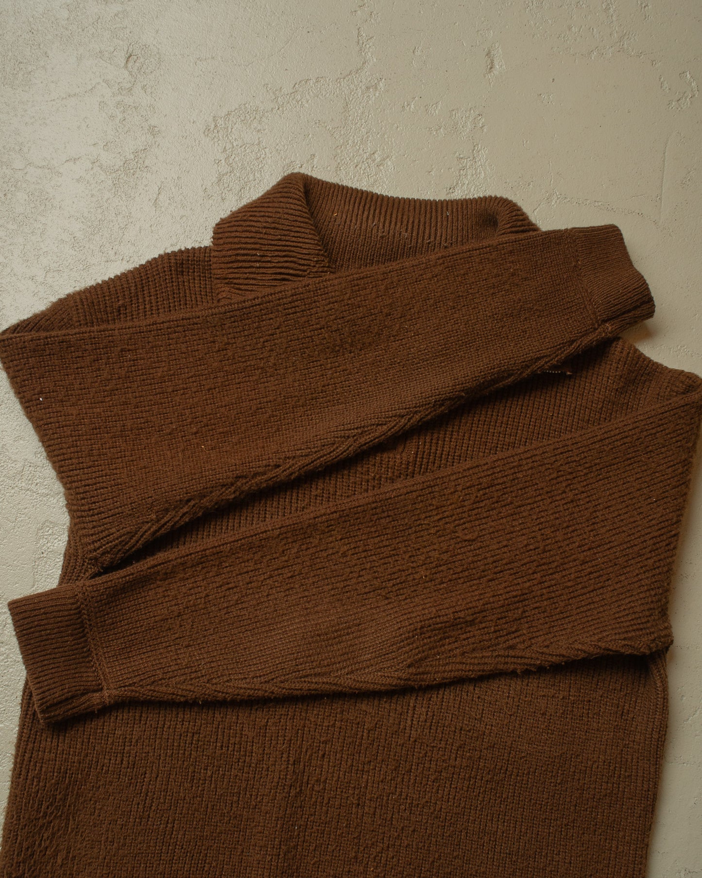 1960s Quarter Zip Knit Sweater brown - XL