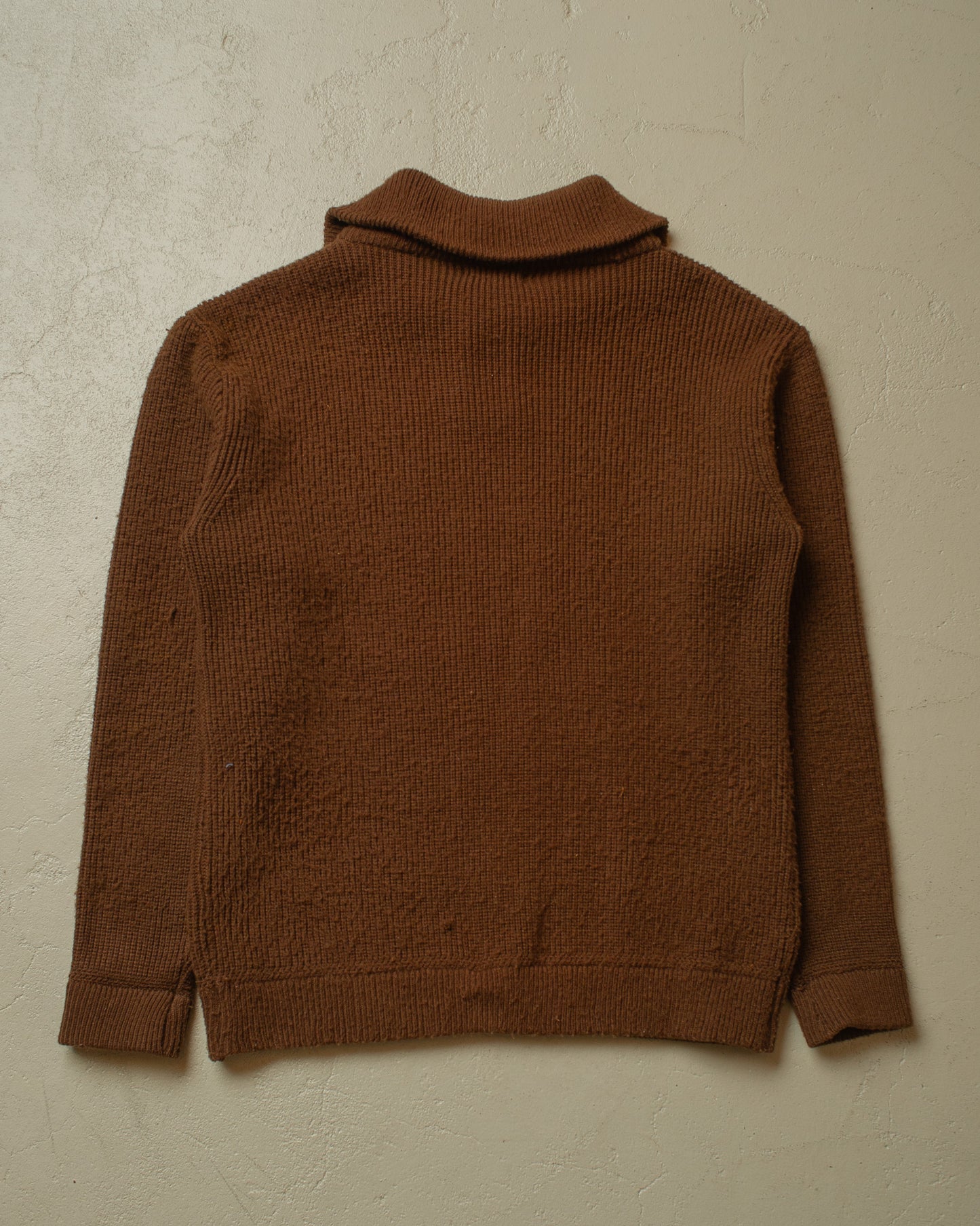 1960s Quarter Zip Knit Sweater brown - XL