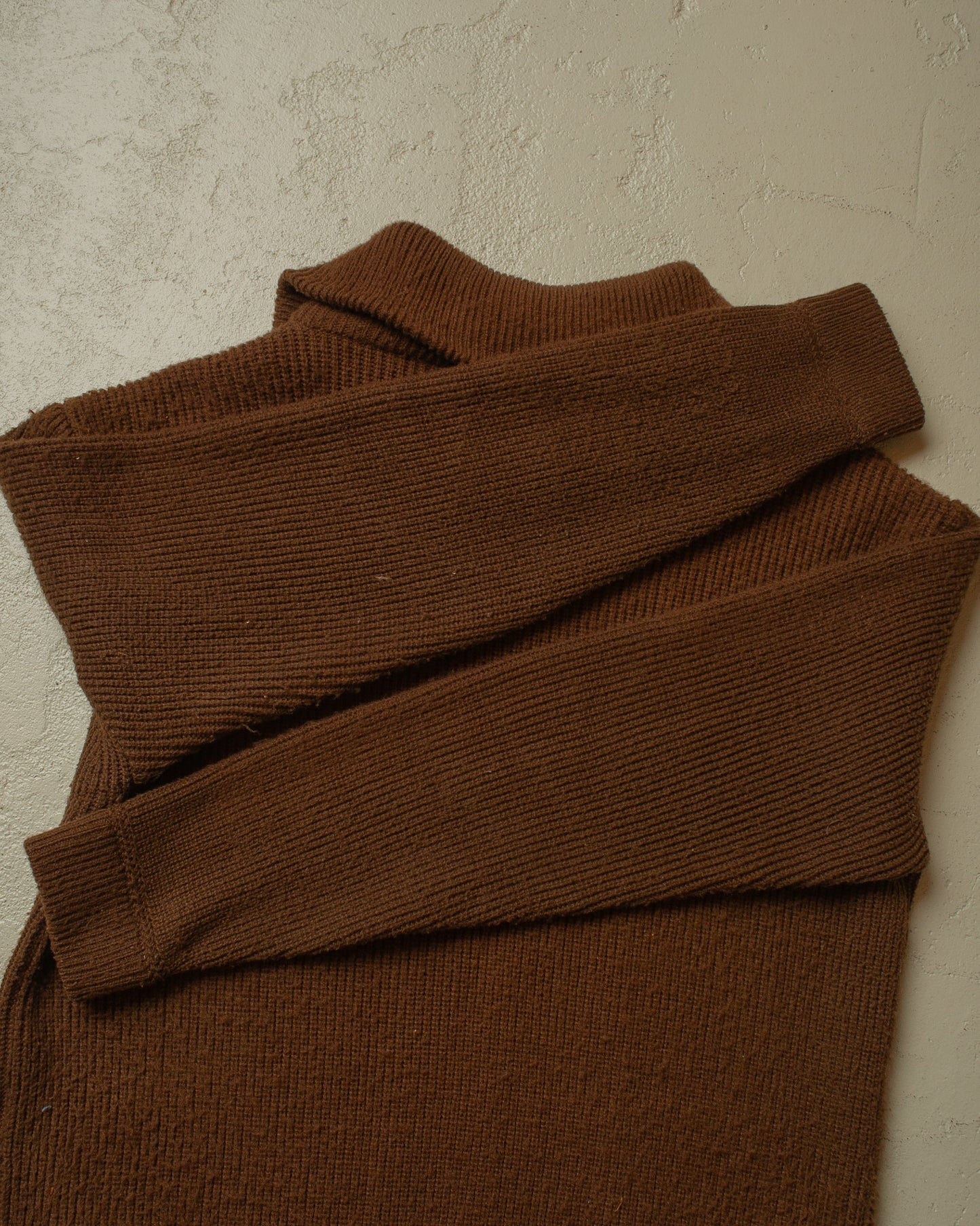 1960s Quarter Zip Knit Sweater brown - XL