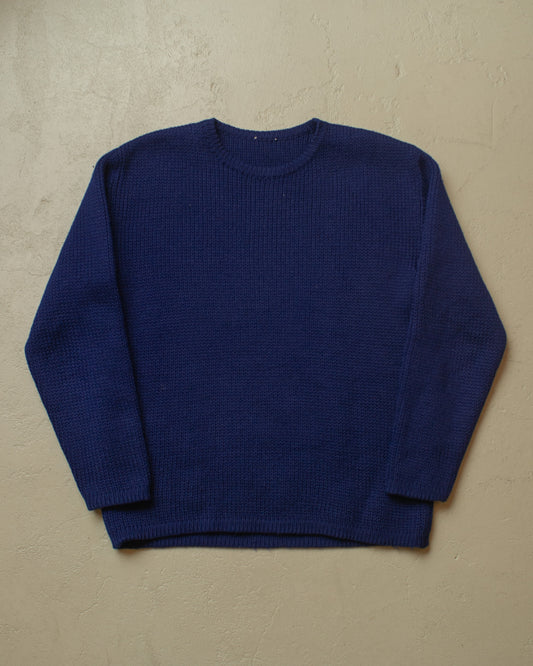 1960s German Ski Wool Knit Sweater blue - M/L