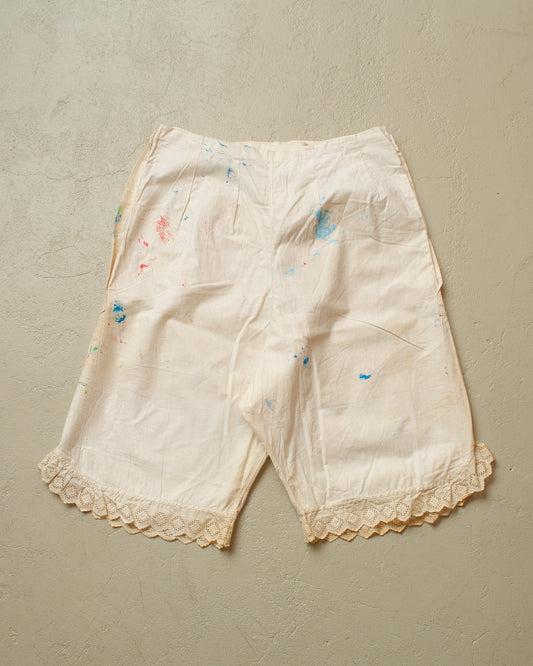 1910s/20s German Womens Painter Cotton Shorts white - W29