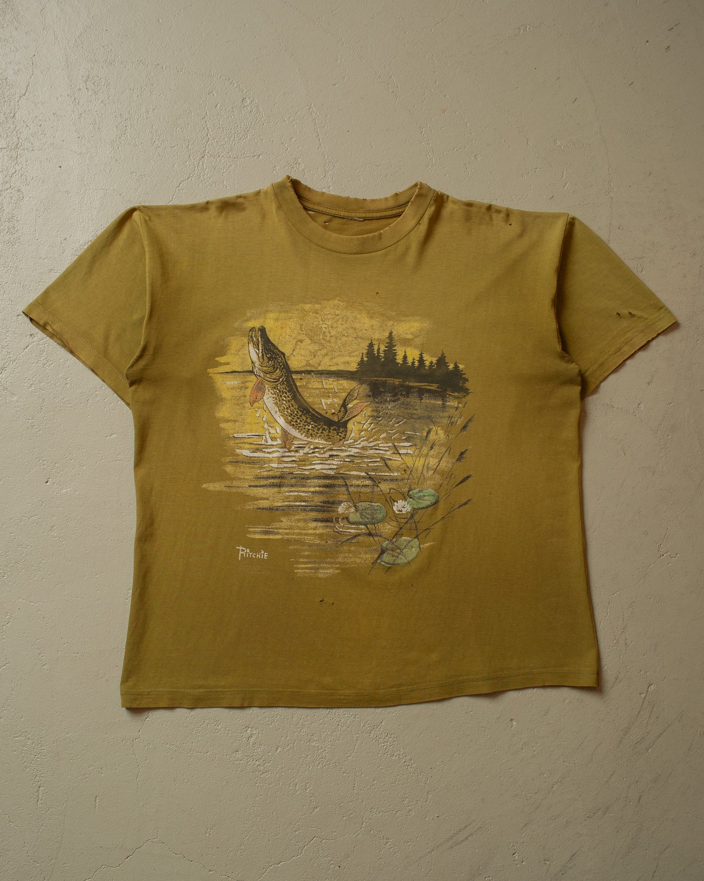 1990s distressed Wildlife T-shirt khaki - L/XL