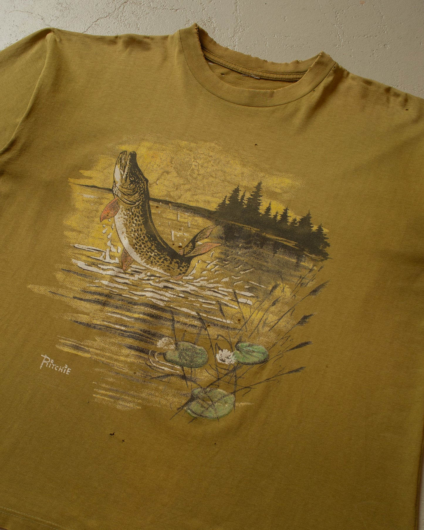 1990s distressed Wildlife T-shirt khaki - L/XL